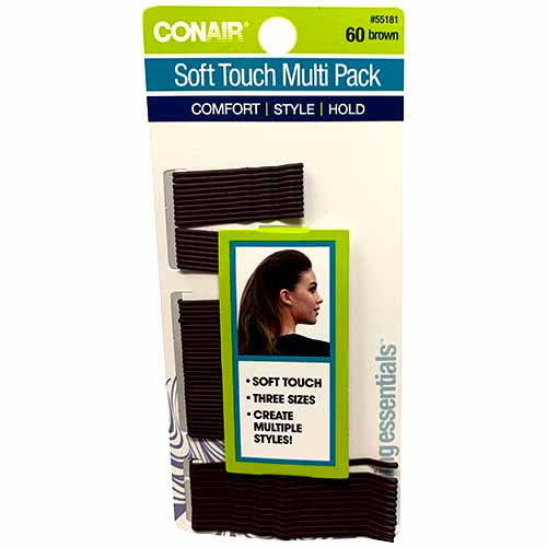 BOBBY PINS 60CT-BROWN/3SIZES NI