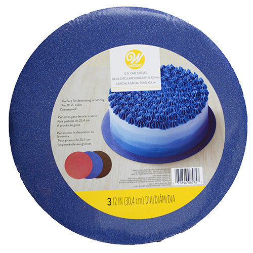 WILTON ROUND CAKE BOARD PRIMARY ASSORTED 12IN 3CT