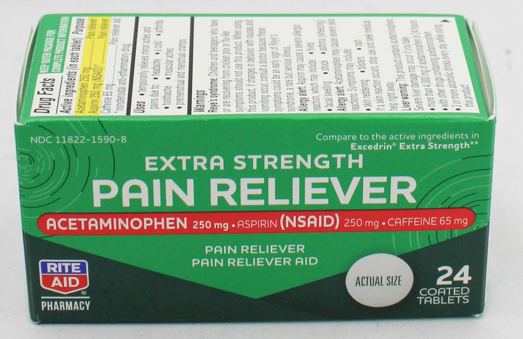 RITE AID PAIN RELIEVER ACETAMINOPHEN EXTRA STRENGTH FILM COATED TABLETS 24ct EXP 3/15/2027 COMPARES TO Excedrin