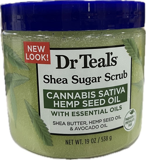 SP DR TEAL'S SHEA SUGAR SCRUB CANNABIS SATIVA HEMP SEED OIL 19oz NI