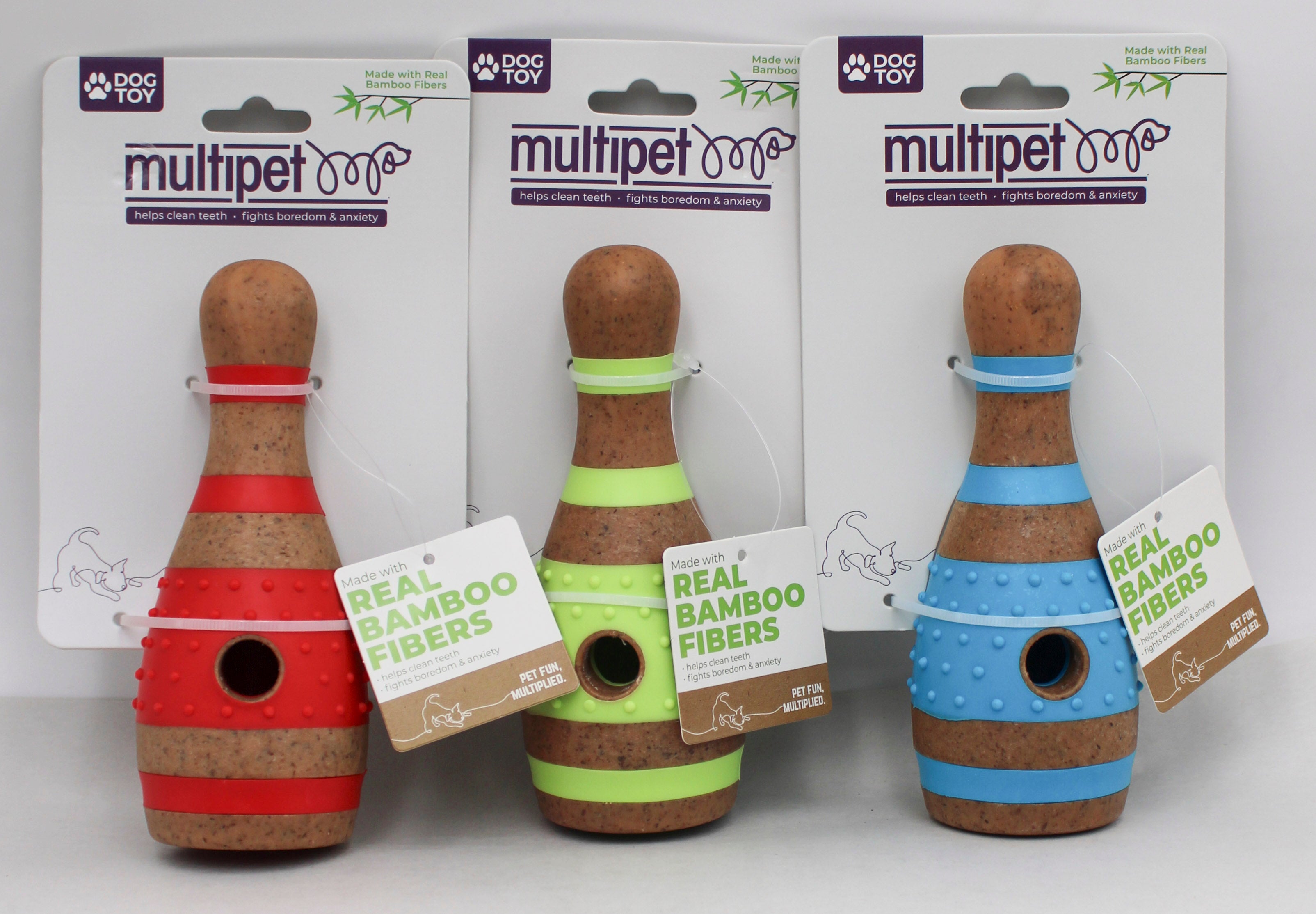 MULTIPET PET BAMBOO CHEWS BOWLING PIN DOG CHEW TOY 6"