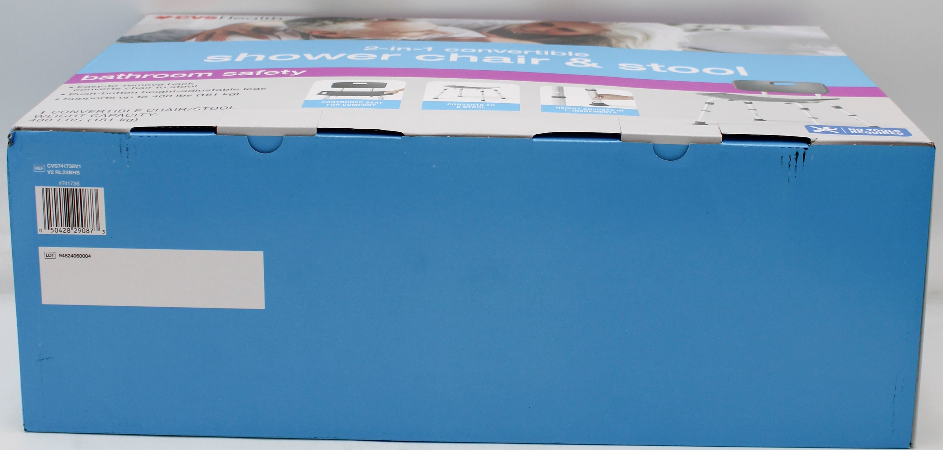 CVS HEALTH 2-in-1 STOOL/SHOWER CHAIR WITH BACK NI