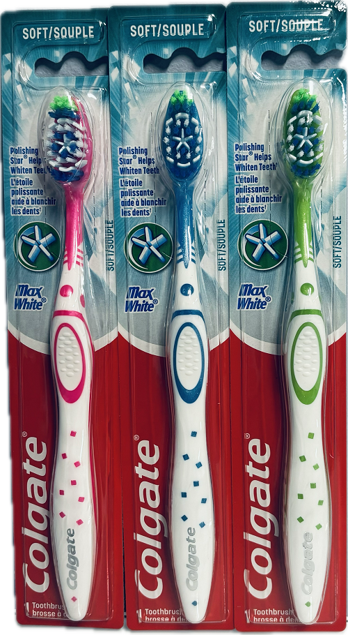 COLGATE MAX WHITE TOOTHBRUSH FULL HEAD SOFT  ASSORTED COLORS NI