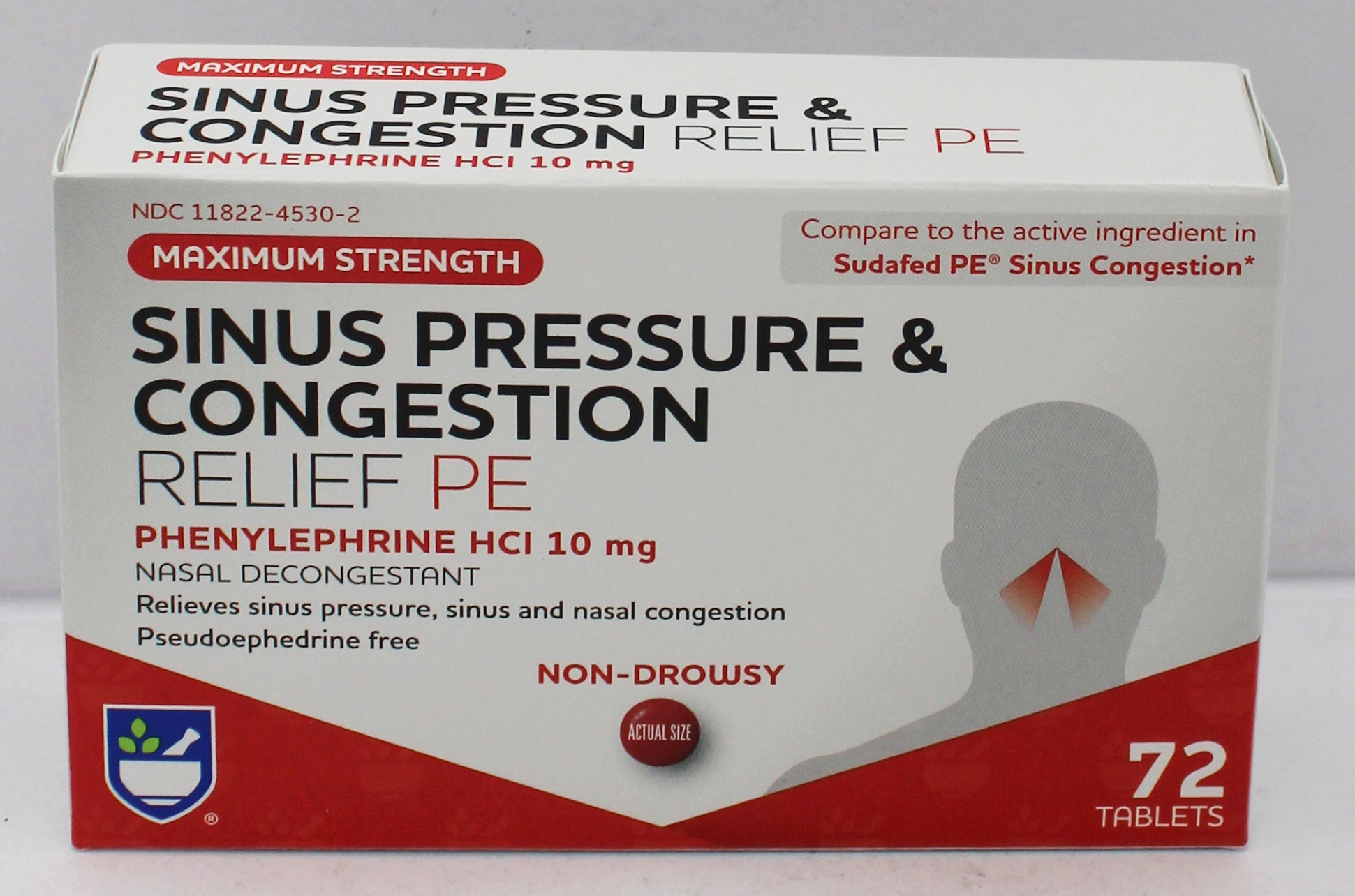 RITE AID SINUS PRESSURE & CONGESTION RELIEF PE TABLETS 72ct EXP 2/15/2027 COMPARES TO Sudafed