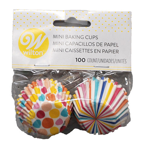 WILTON MINI BAKING CUP 100CT-DOTS/STRIPES