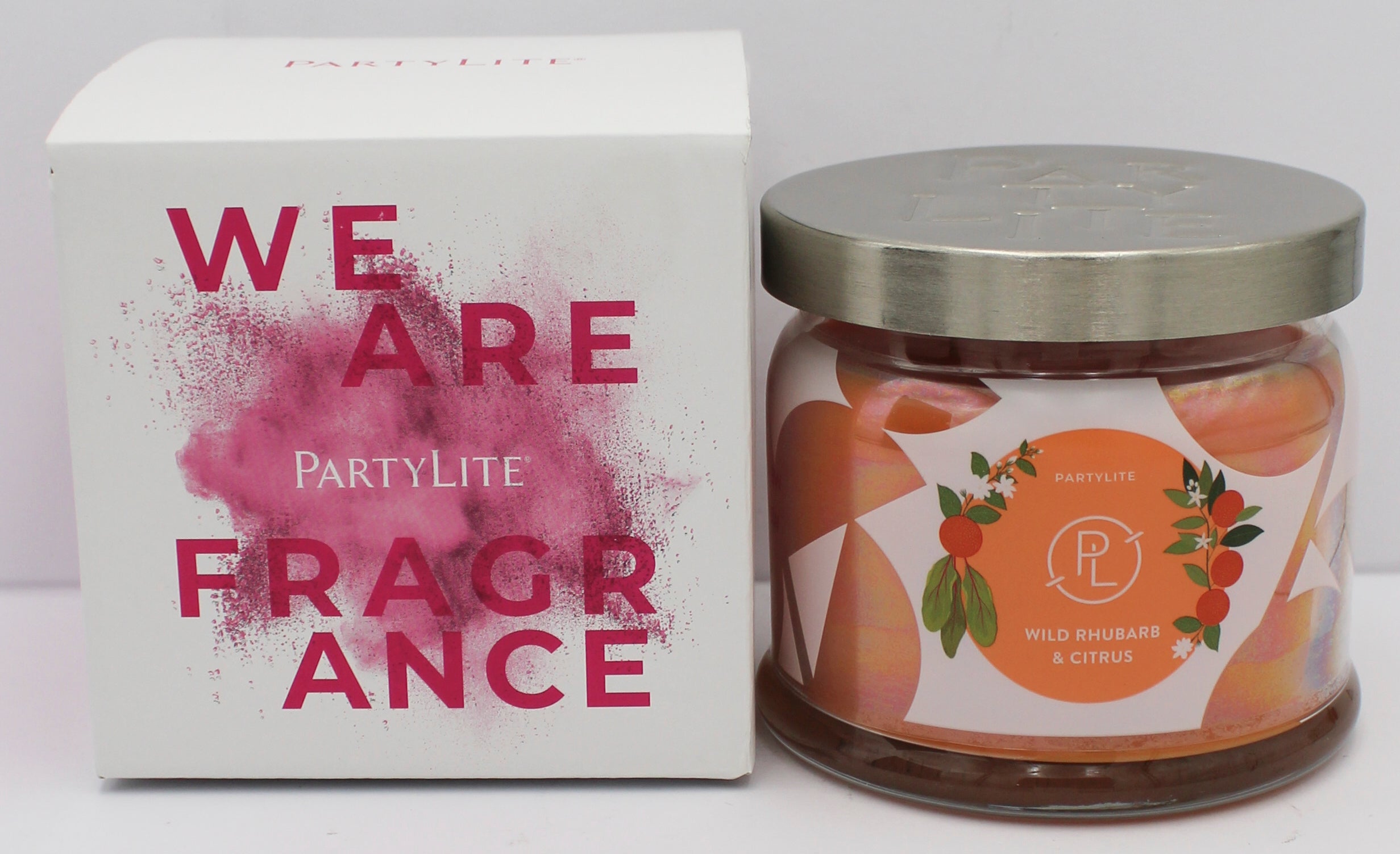 PARTYLITE WILD RHUBARB & CITRUS 3-WICK JAR CANDLE 13.2oz