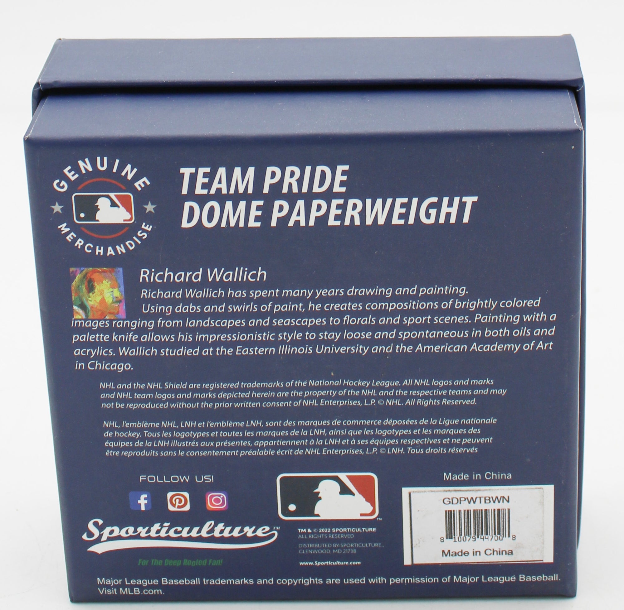 OFFICIALLY LICENCED WASHINGTON NATIONALS GLASS DOME PAPERWEIGHT 4"