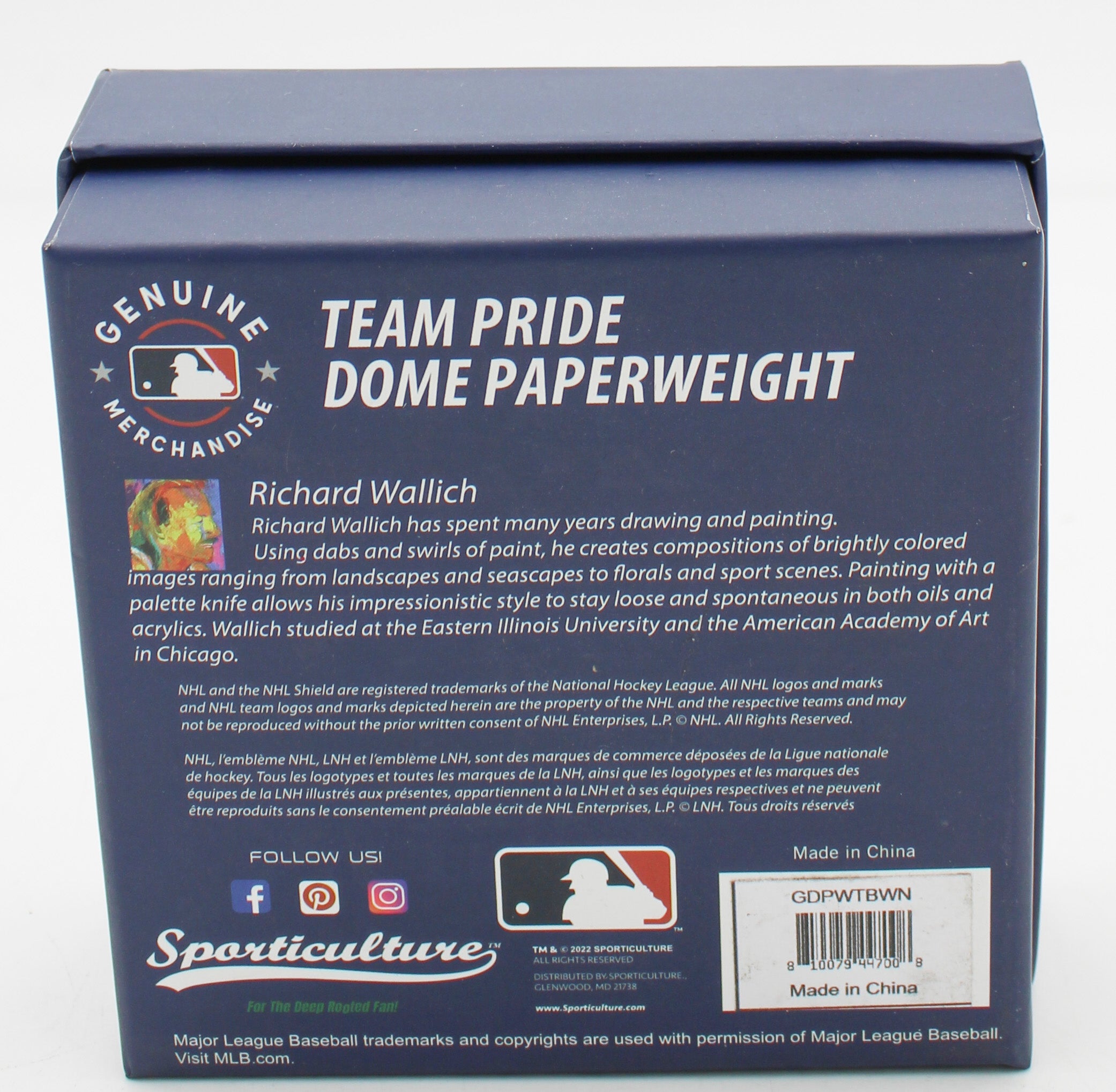 OFFICIALLY LICENCED WASHINGTON NATIONALS GLASS DOME PAPERWEIGHT 4"