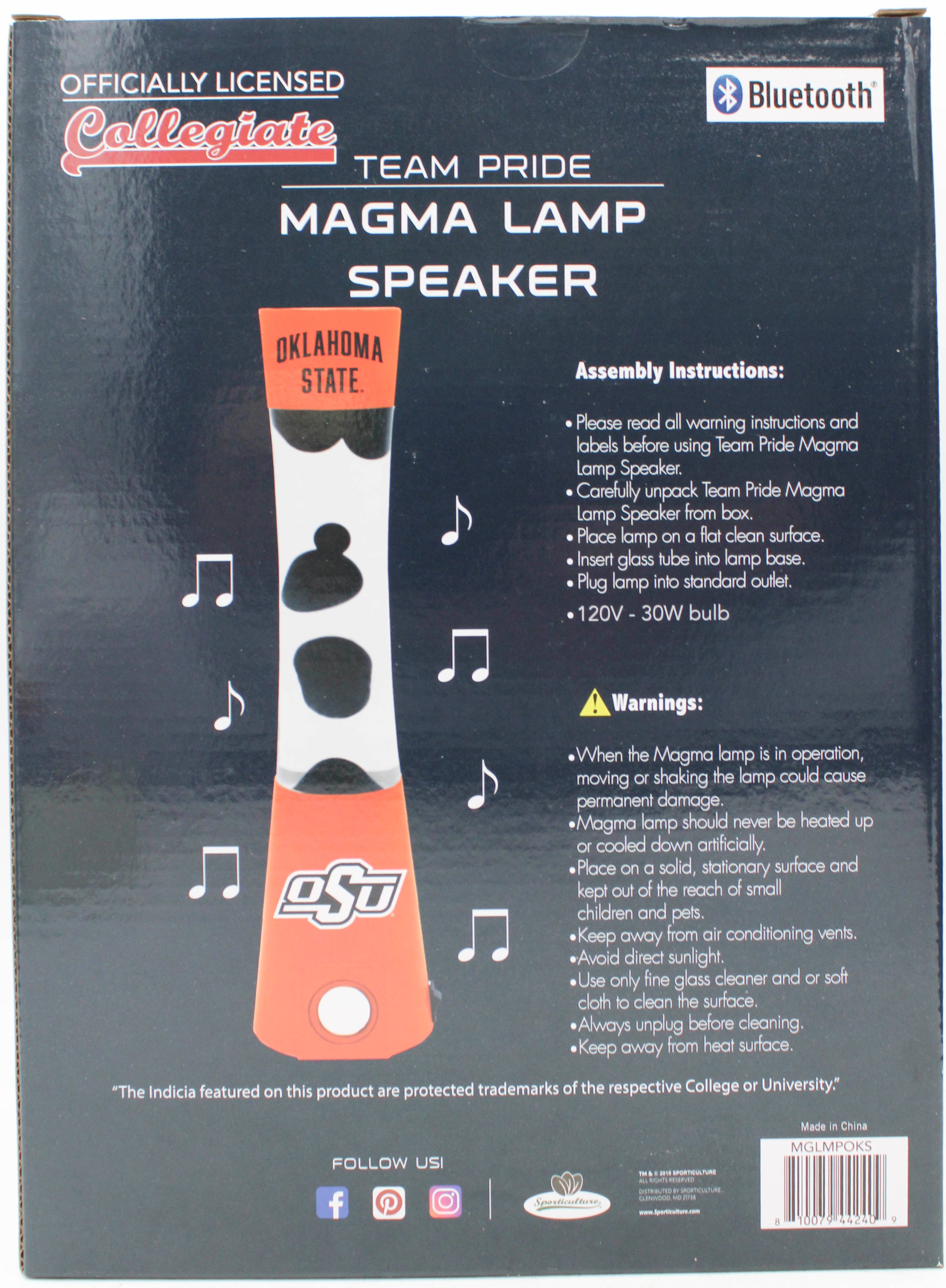 NCAA OKLAHOMA COWBOYS LAVA LAMP SPEAKER 16.5"