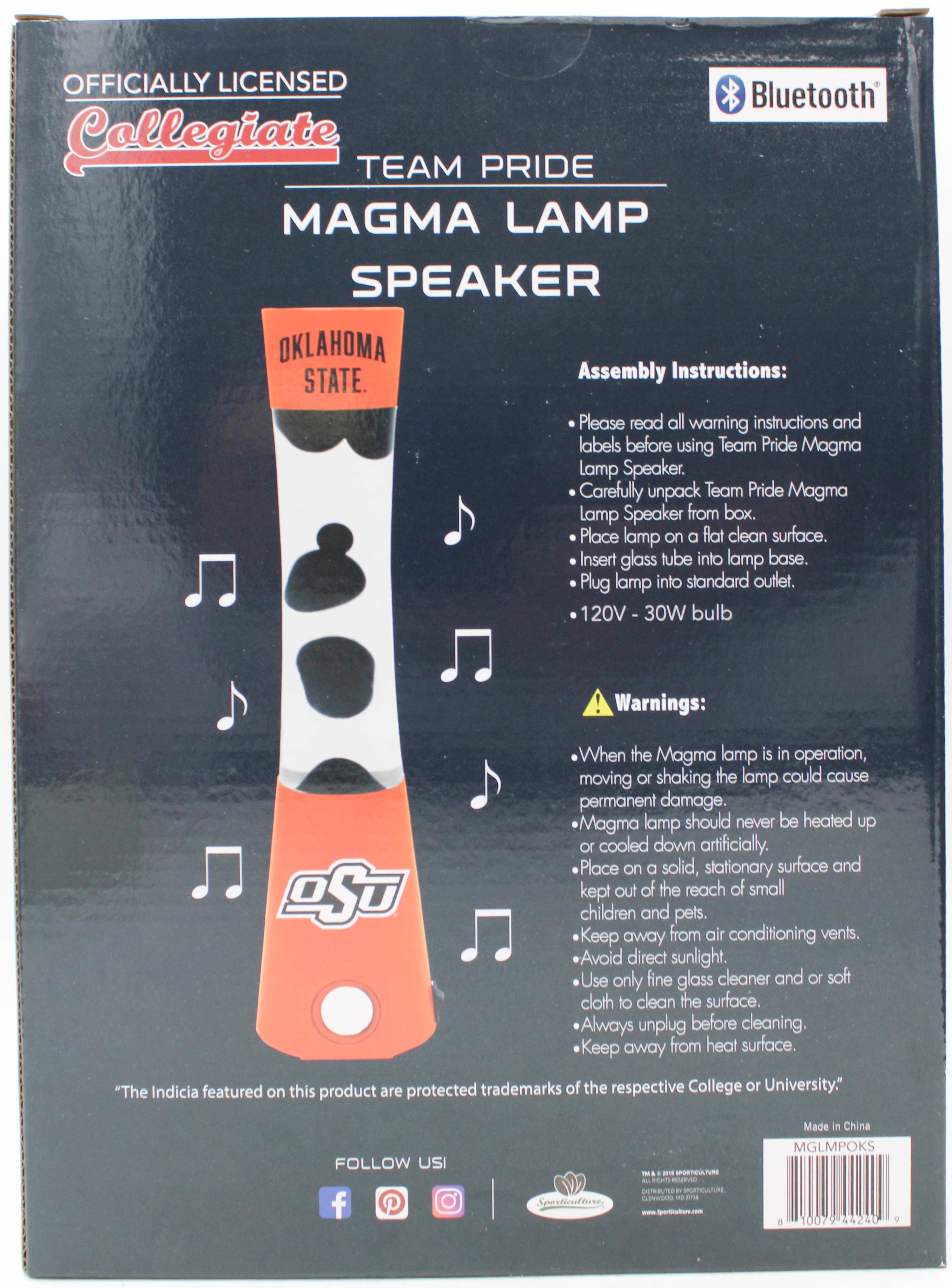 NCAA OKLAHOMA COWBOYS LAVA LAMP SPEAKER 16.5"