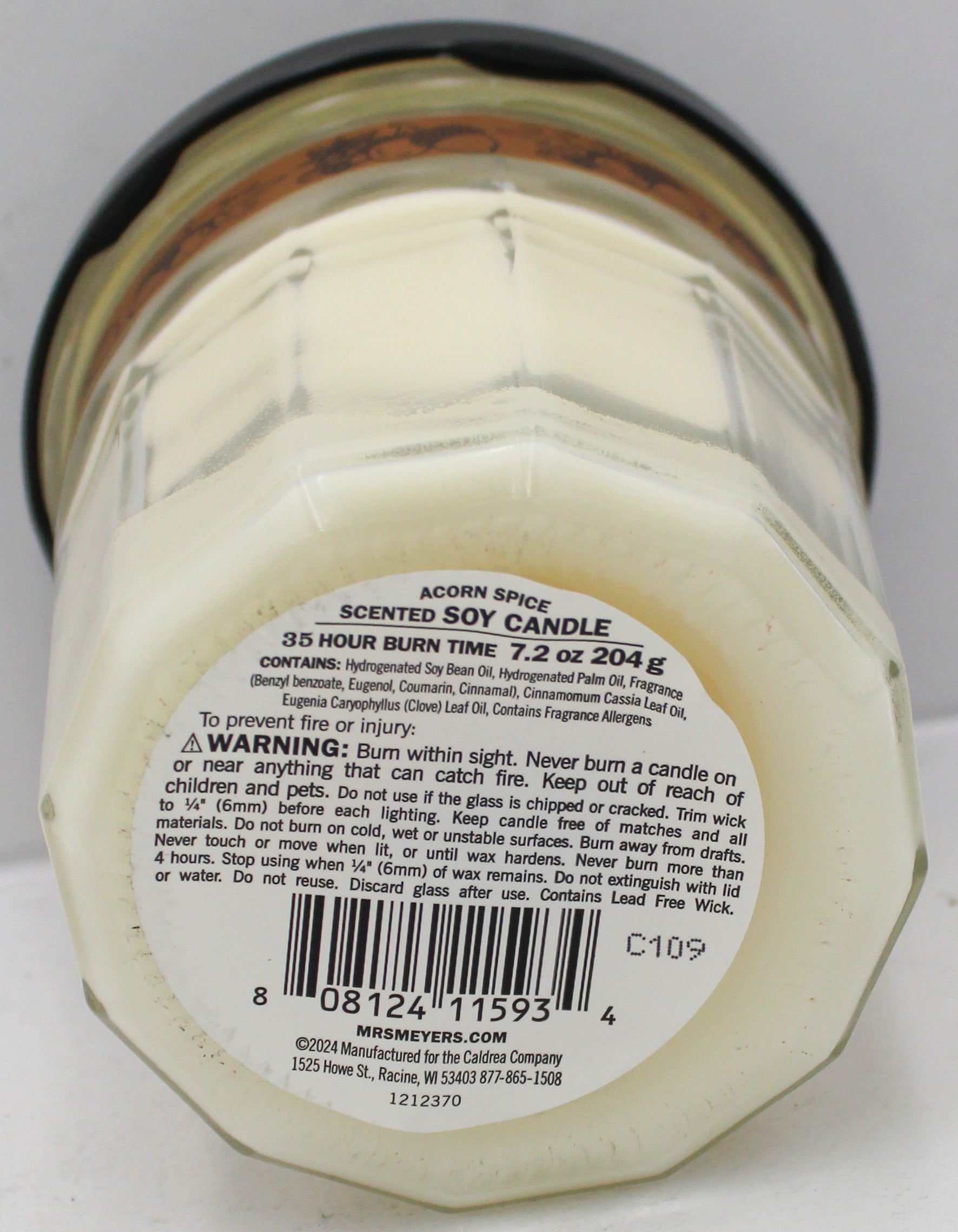 MRS MEYERS SOY CANDLE ACORN SPICE 7.2oz US