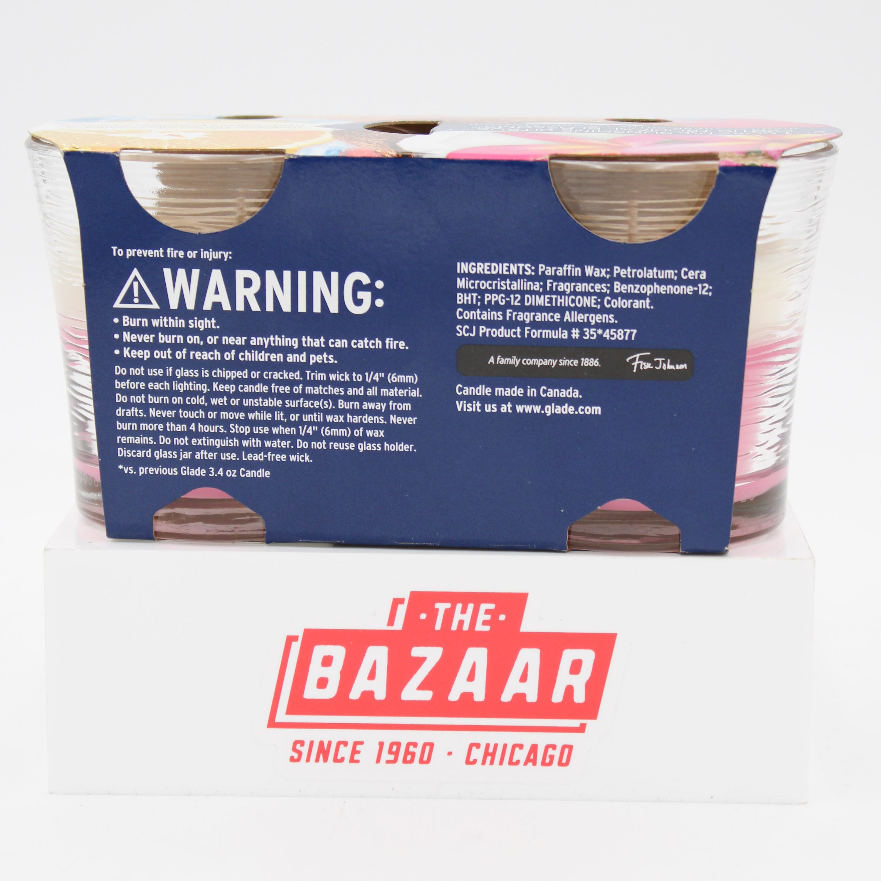 GLADE 2 IN 1 CANDLE COASTAL SUNSHINE CITRUS & EXOTIC TROPICAL BLOSSOMS 2ct 4.08oz