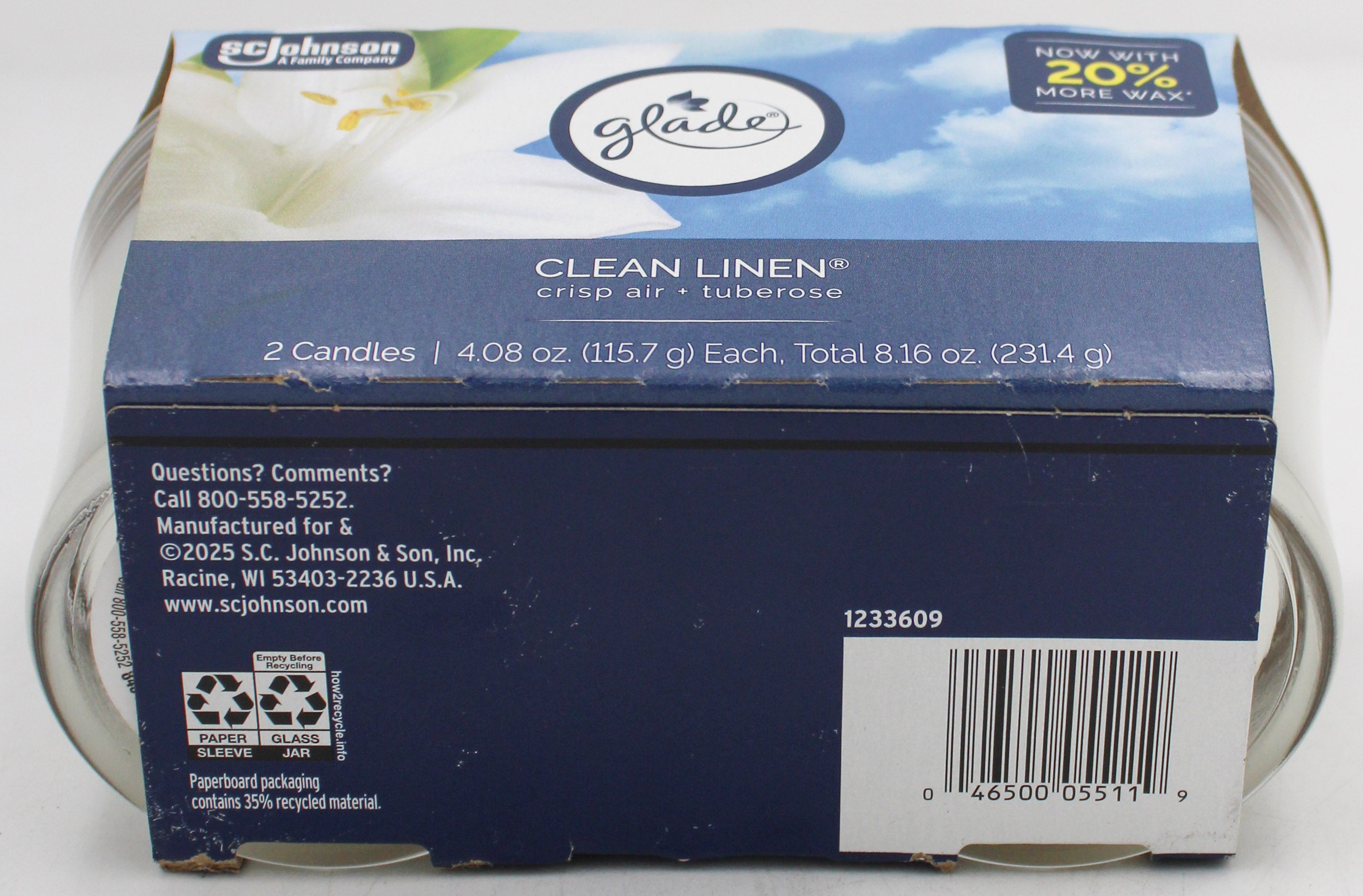 SP GLADE CANDLES 2PK 4.08oz CLEAN LINEN-