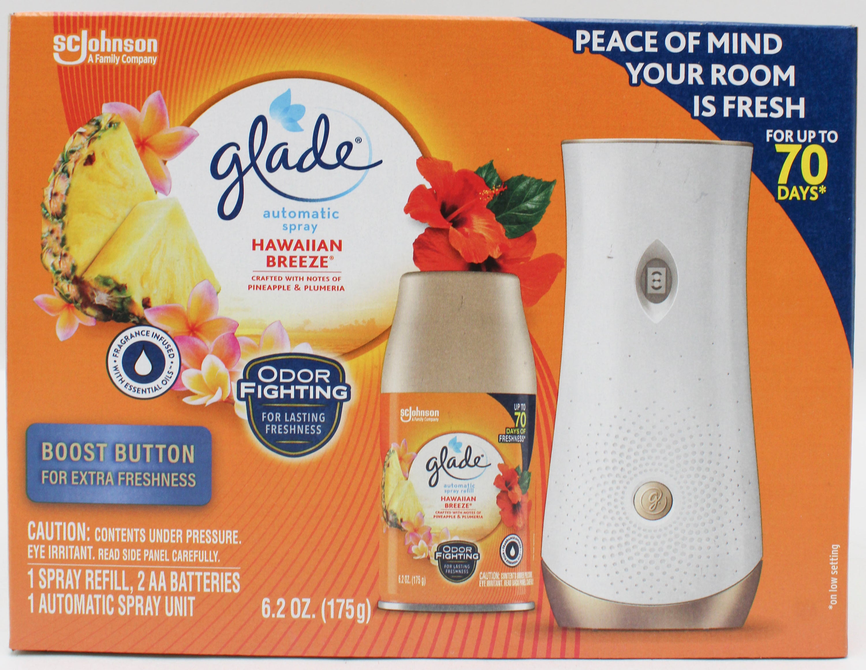 GLADE AUTOMATIC SPRAY STARTER KIT HAWAIIAN BREEZE 1 SPRAYER + 1 REFILL 6.2oz US