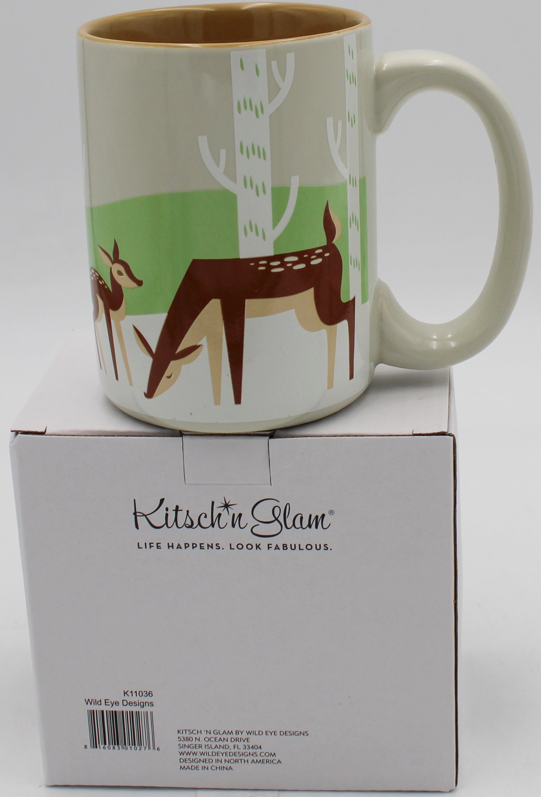 16oz CERAMIC MUG - ECRU DEER