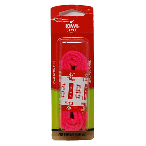 KIWI STYLE LACES 54"/1PR-OVAL NEON PINK