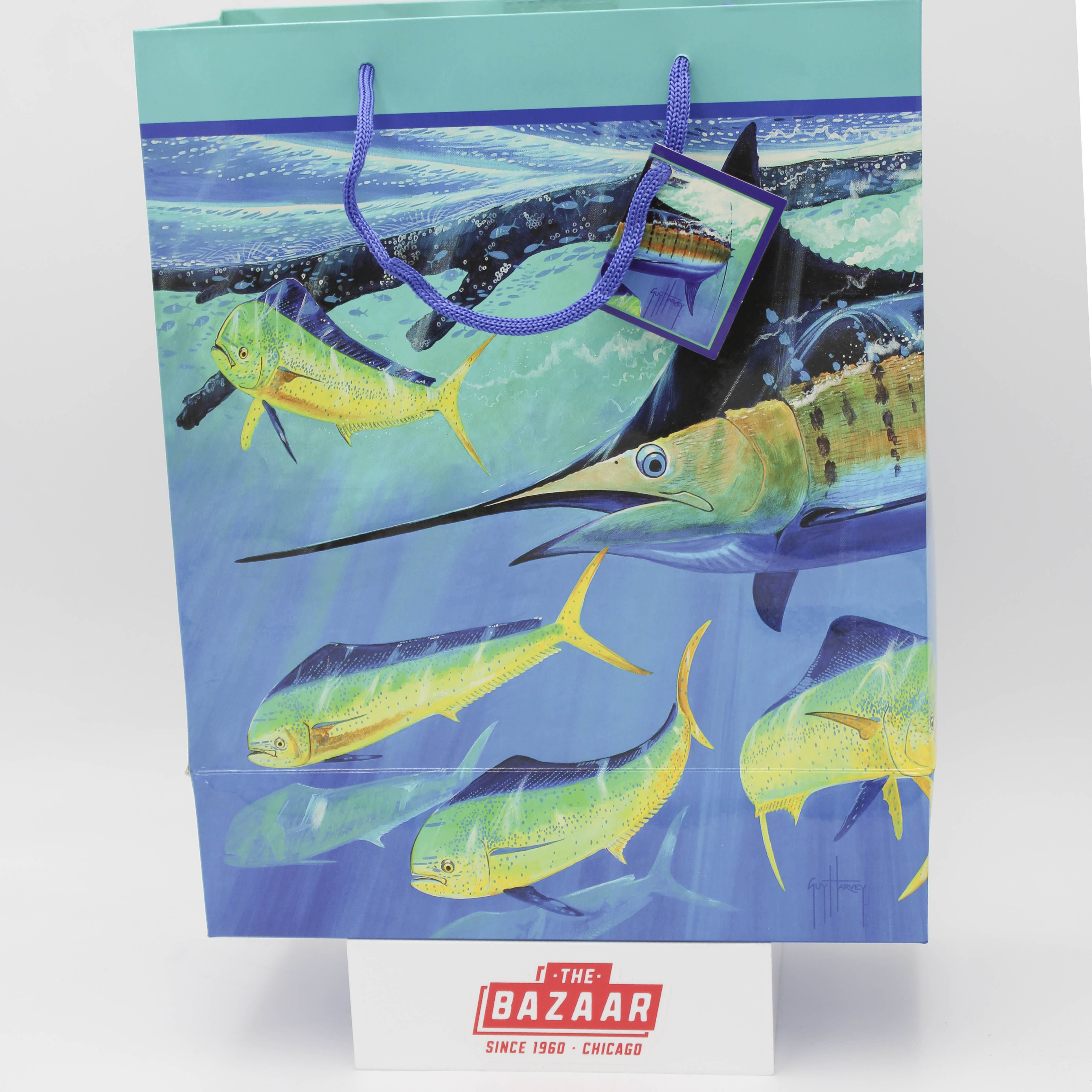 GUY HARVEY MEDIUM GIFT BAG 10" X 5" X 12" - MARLIN/DORADO
