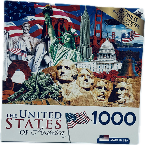 ROSE ART USA 1000PC PUZZLE THE UNITED STATES OF AMERICA (BNS PORTER) 19.25"X26.625"