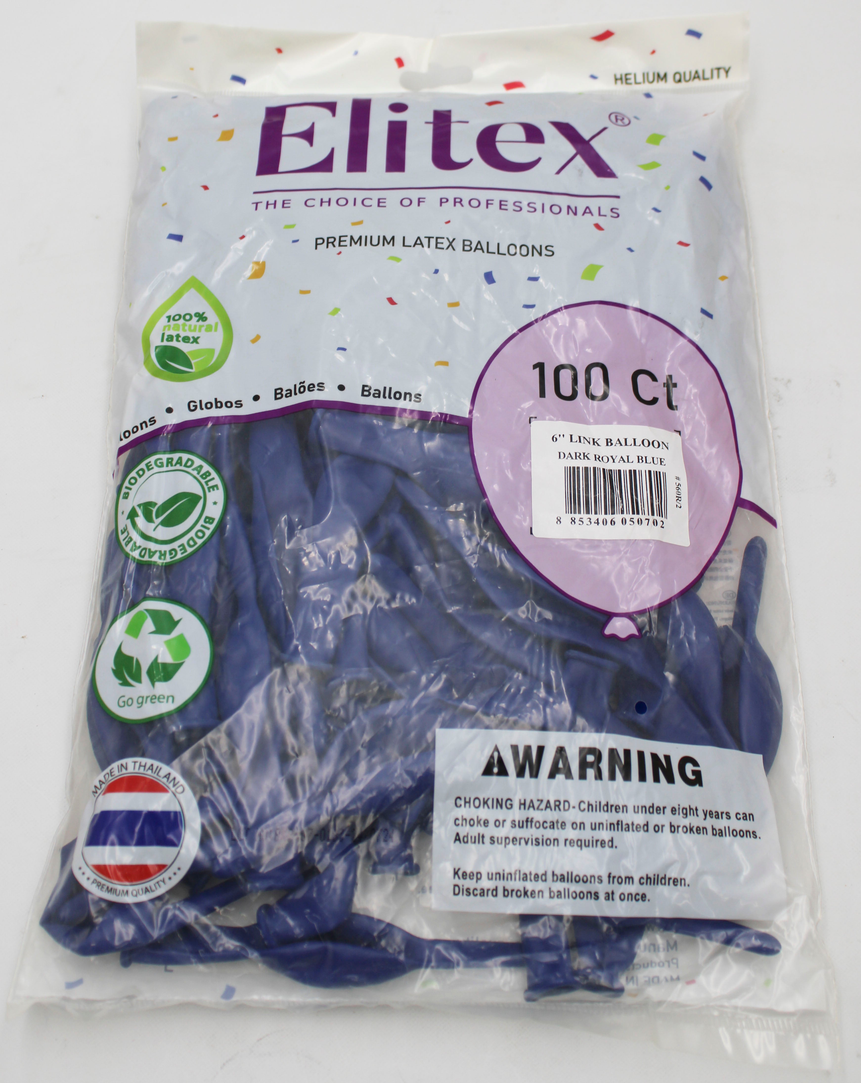 ELITEX 6" DARK ROYAL BLUE LINK BALLOON, 100 PACK