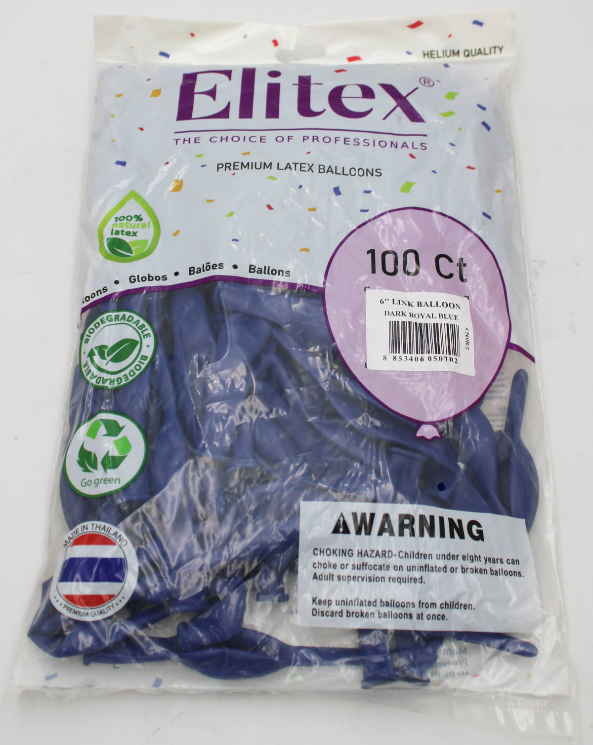ELITEX 6" DARK ROYAL BLUE LINK BALLOON, 100 PACK
