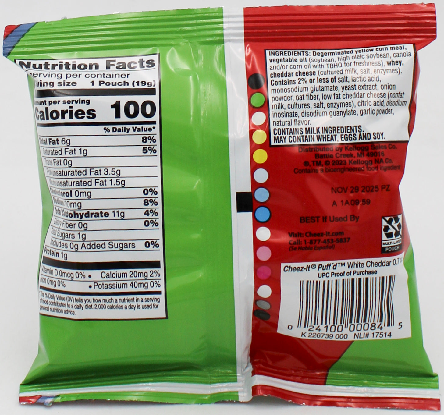 CHEEZ IT WHITE CHEDDAR  PUFFED 0.7OZ  BB 11/29/25