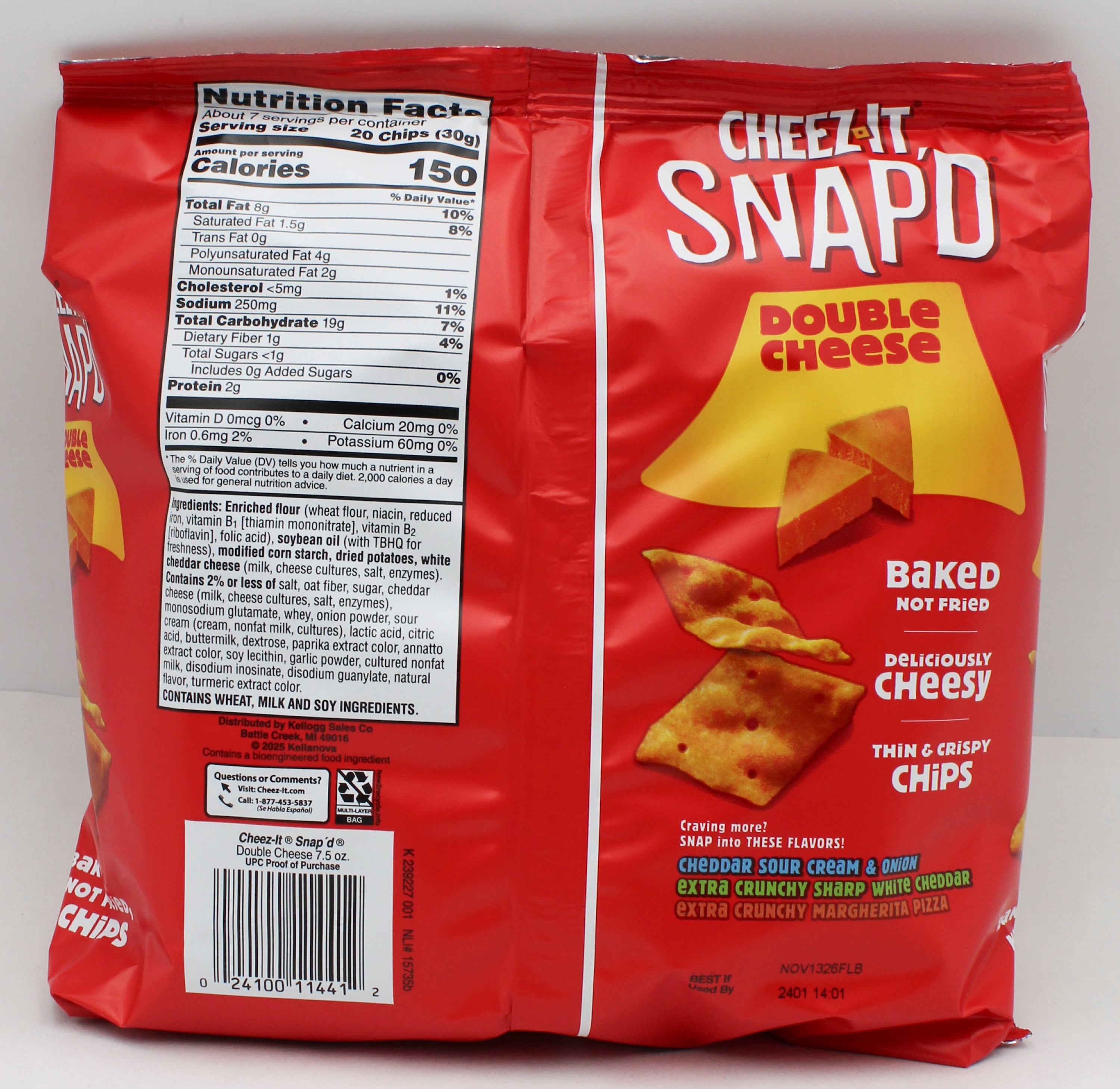CHEEZ-IT SNAP'D DOUBLE CHEESE CRACKER 7.5 Oz BB 11/21/26