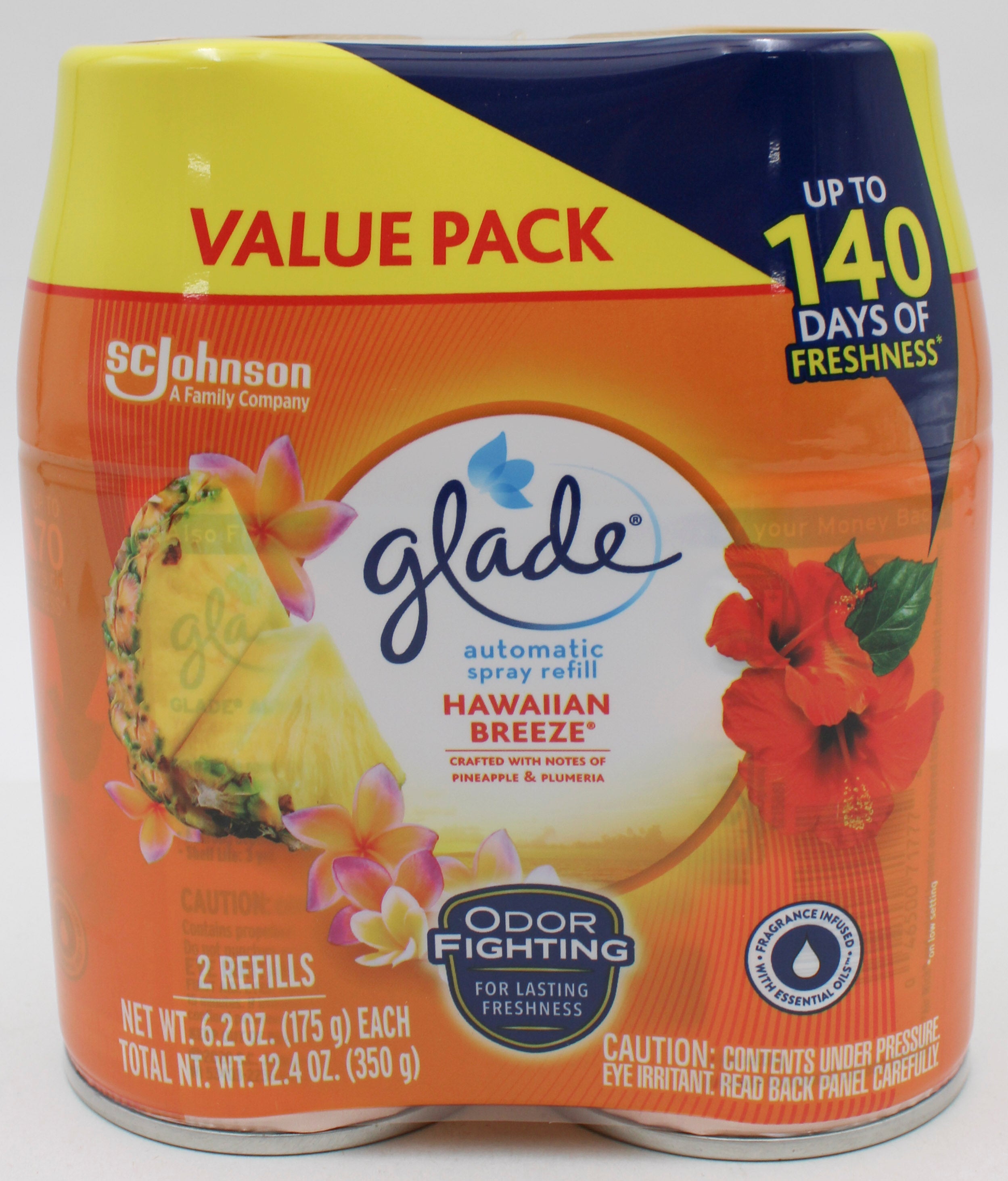 GLADE AUTOMATIC SPRAY HAWAIIAN BREEZE 2 REFILLS 6.2oz US