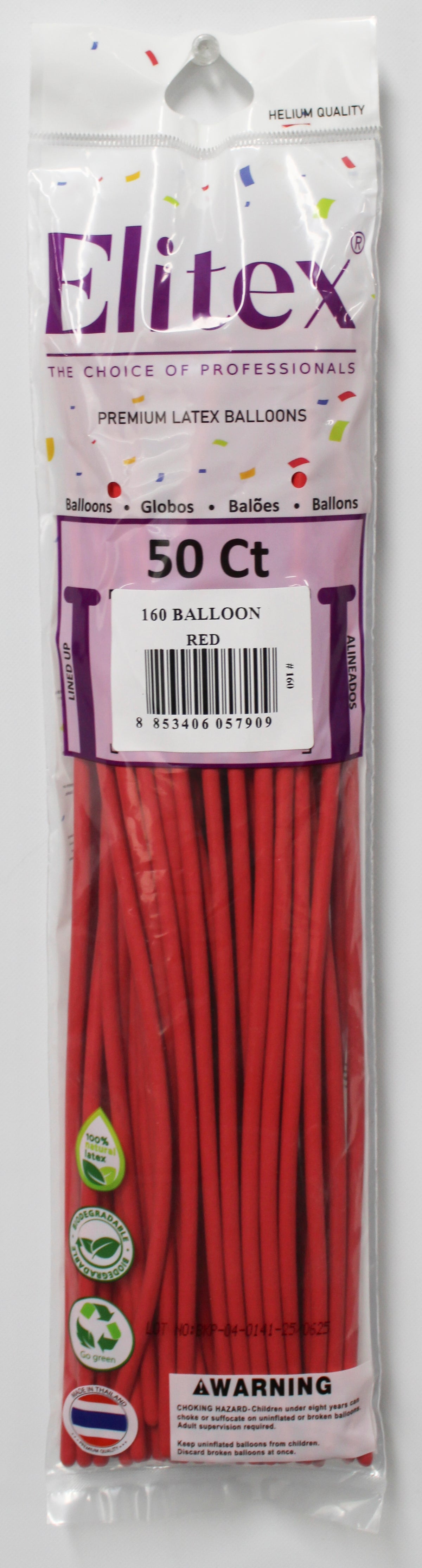 ELITEX 160" RED MODELLING BALLOON, 50 PACK