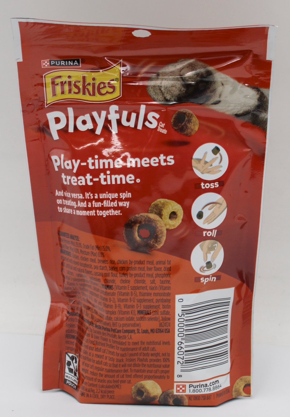 PURINA FRISKIES PLAYFULS CHICKEN & LIVER CAT TREATS 2.1oz. BB 2/28/27 NI