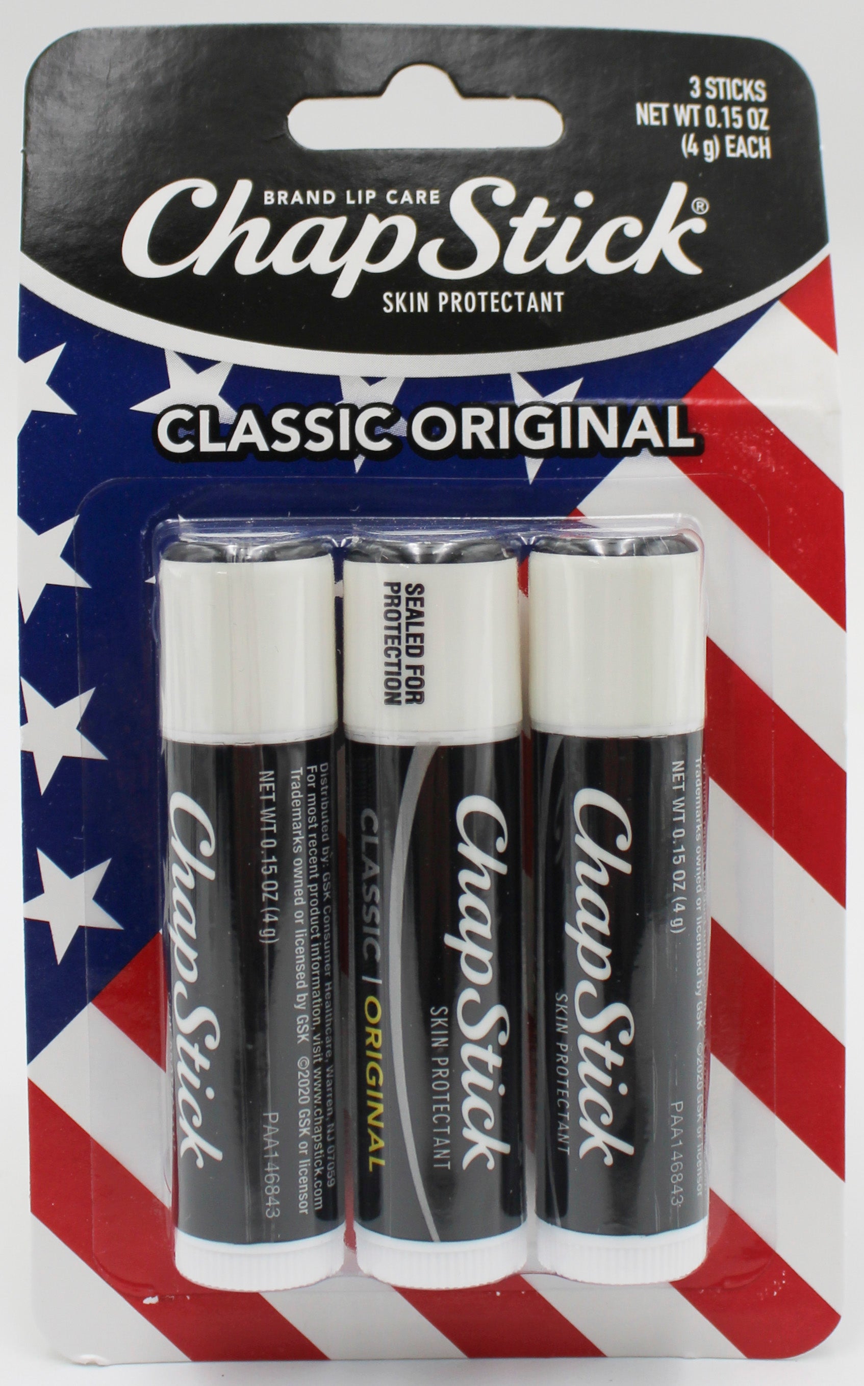 CHAPSTICK REGULAR 3PK .45OZ AMERICANA  EXP 2/29/2028