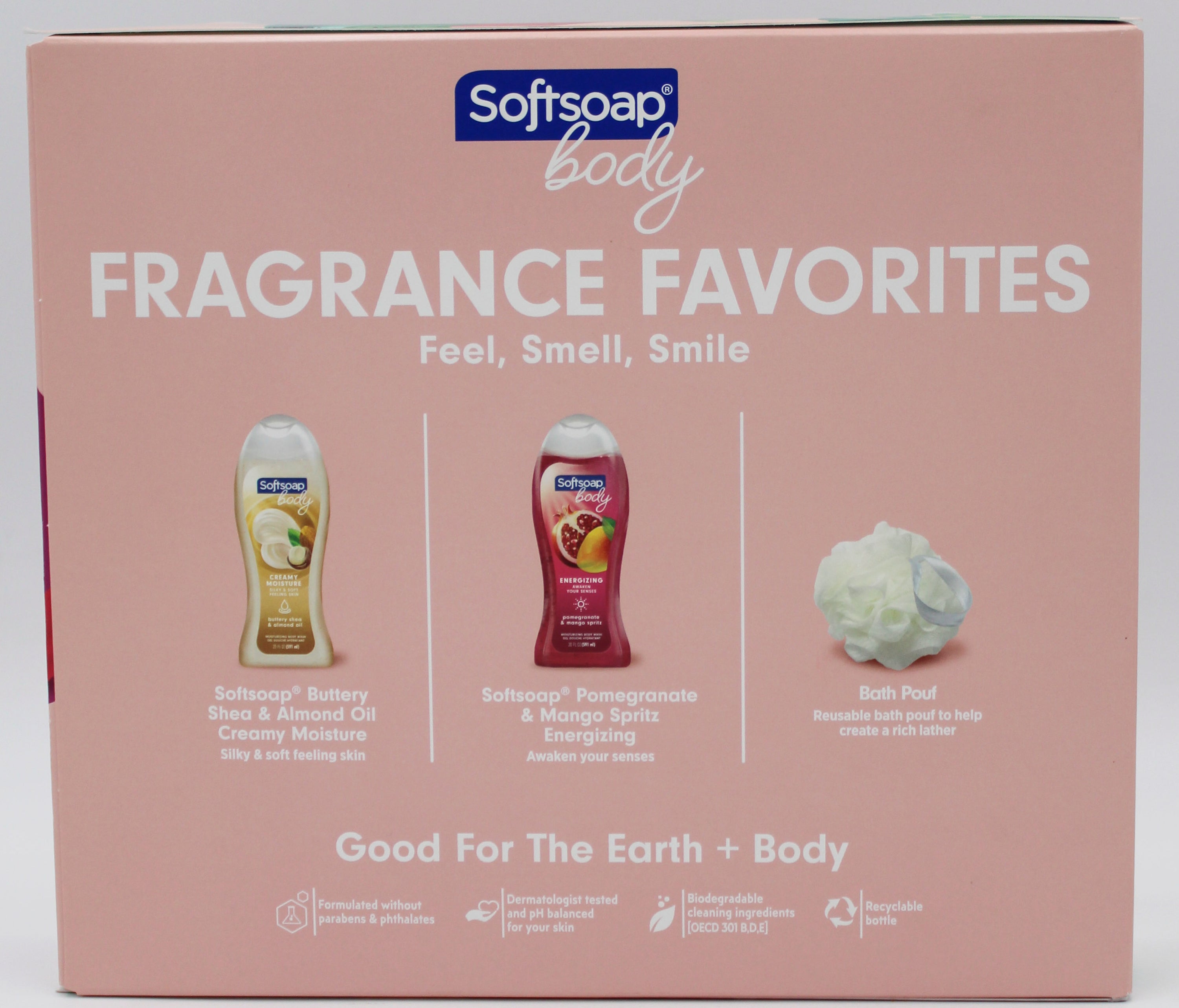 SOFTSOAP BODY WASH FRAGRANCE FAV GIFT SET 2ct 20floz W/LOOFAH NI