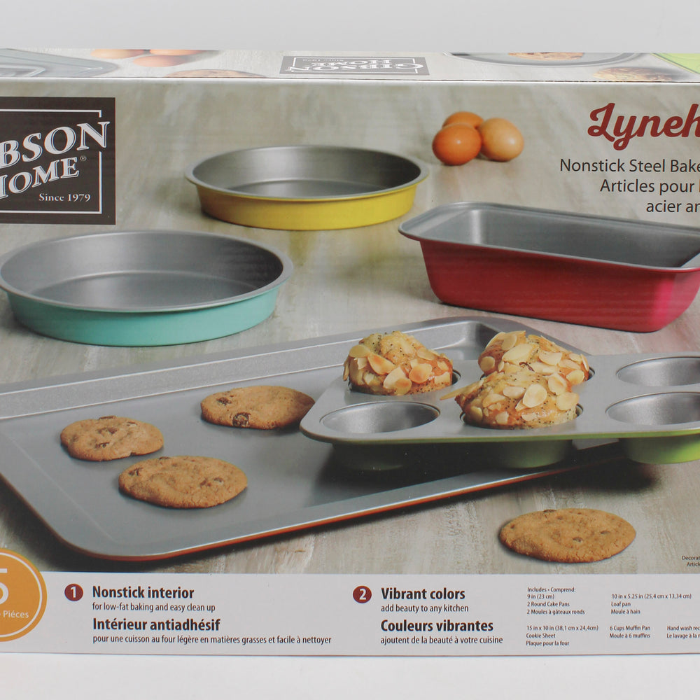 GIBSON HOME 5pc BAKEWARE SET - ASSORTED COLORS NI
