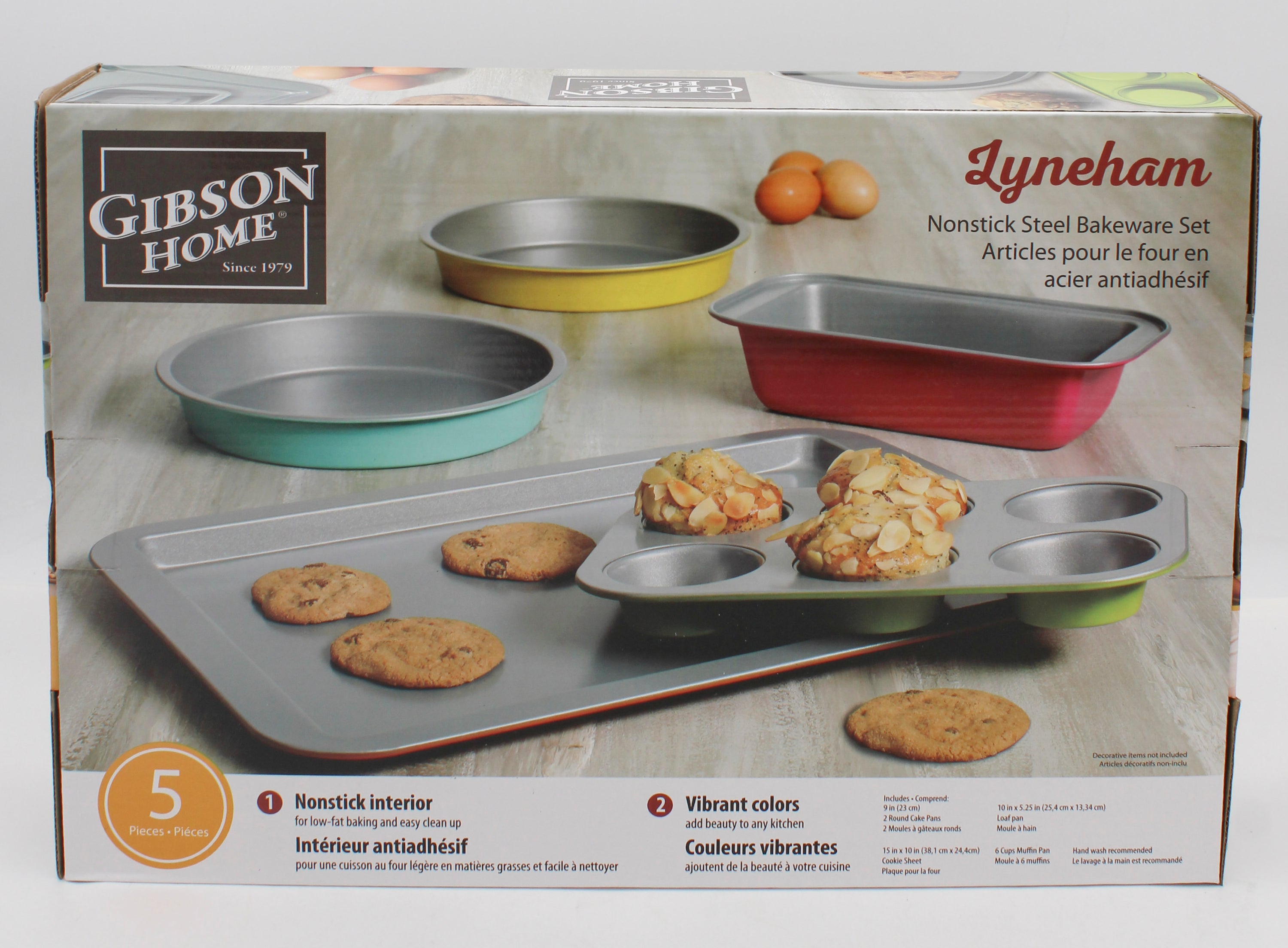 GIBSON HOME 5pc BAKEWARE SET - ASSORTED COLORS NI