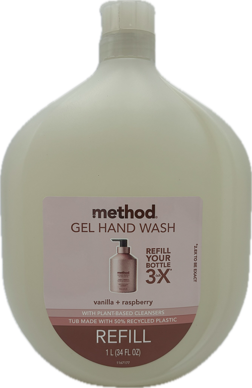 METHOD GEL HAND WASH VANILLA RASPBERRY REFILL 34oz