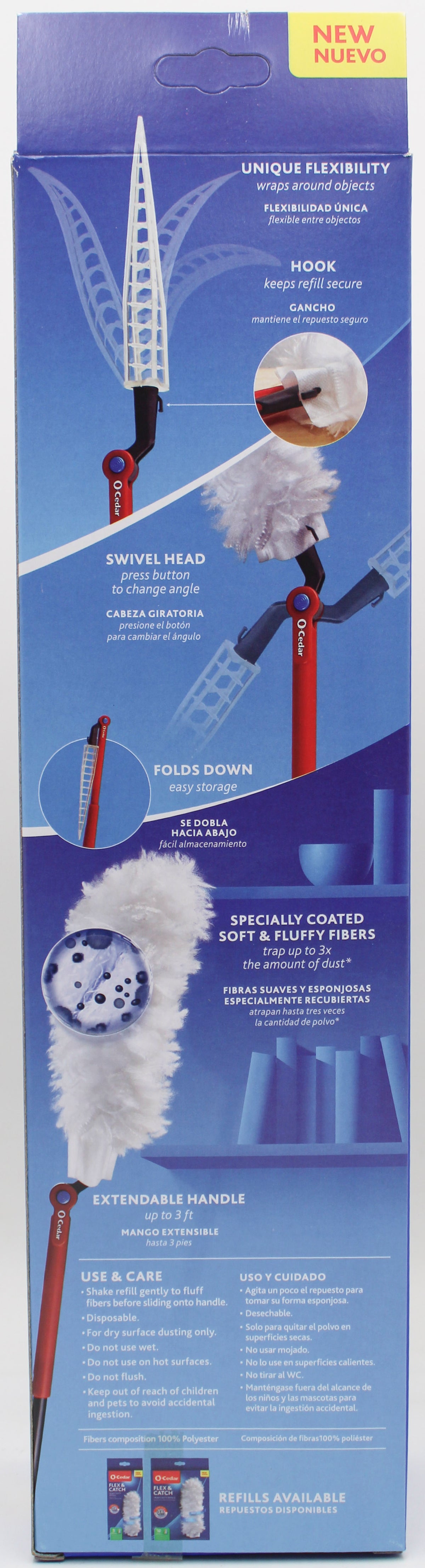 O-CEDAR FLEX & CATCH DUSTER WITH 5 REFILLS - 3FT LONG (HOME DEPOT LABEL)