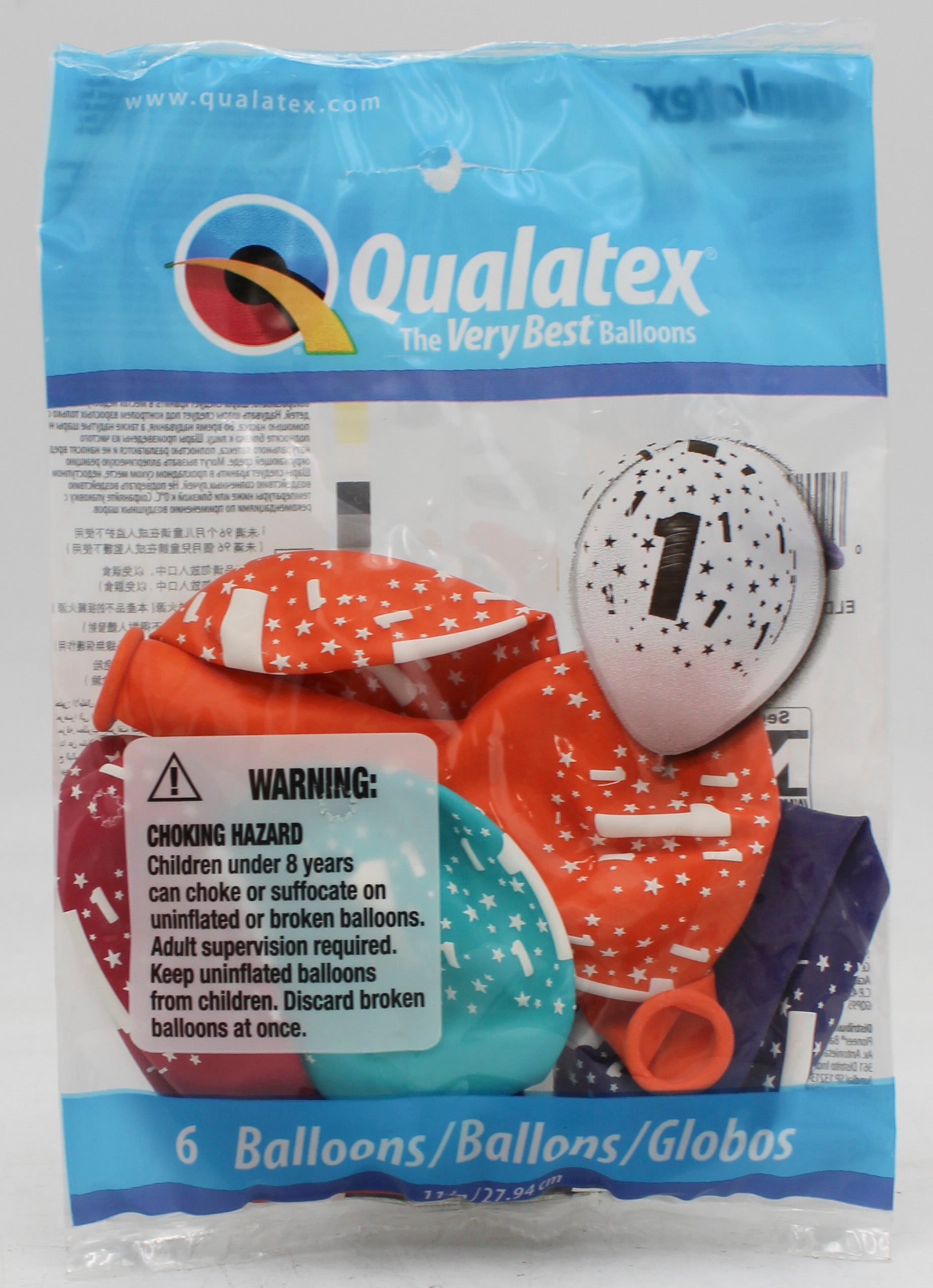 QUALATEX 11" ROUND PARTY BALLOONS AST 6CT STARS #1-A-RND