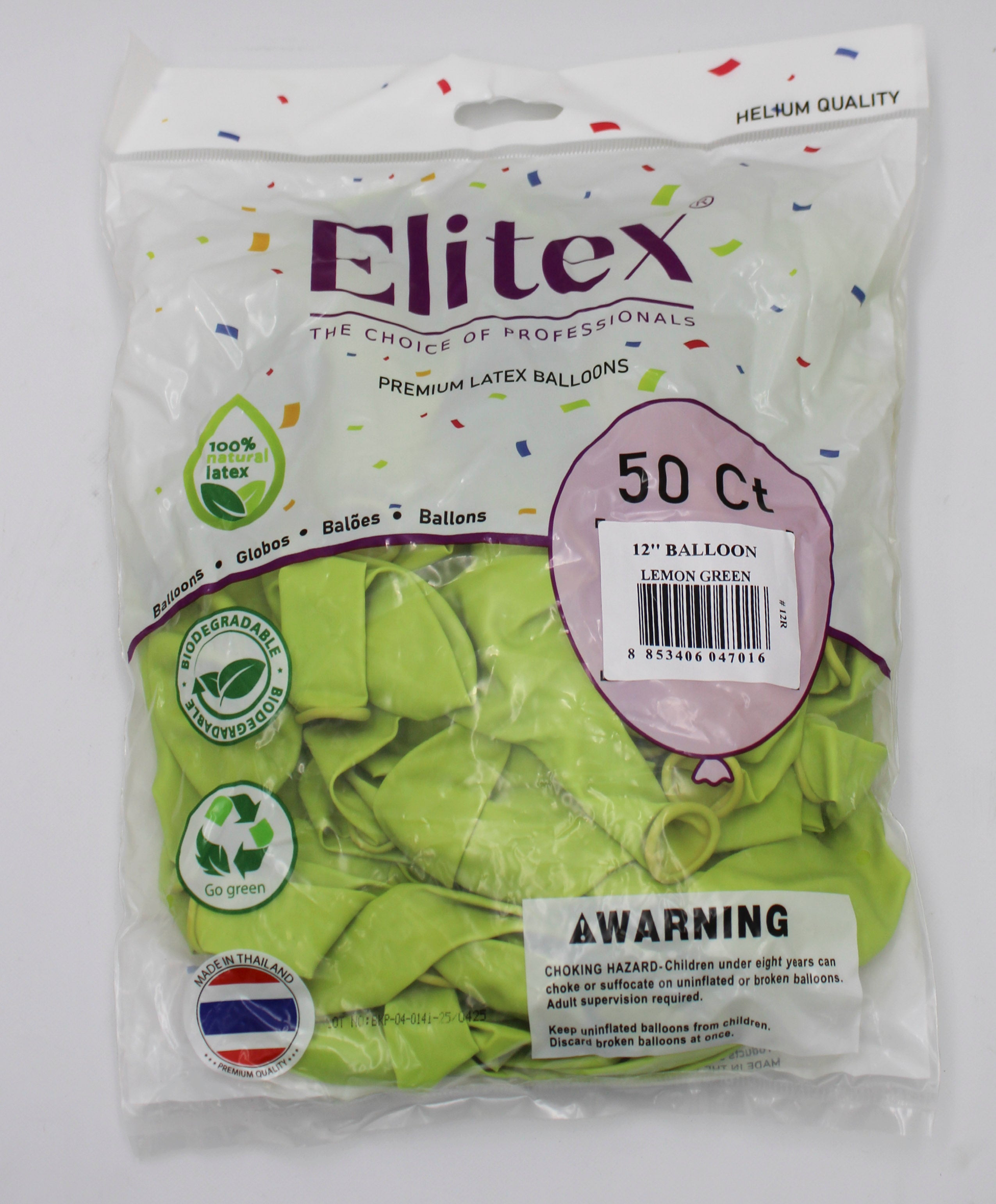 ELITEX 12" PASTEL LEMON GREEN ROUND BALLOON, 50 PACK