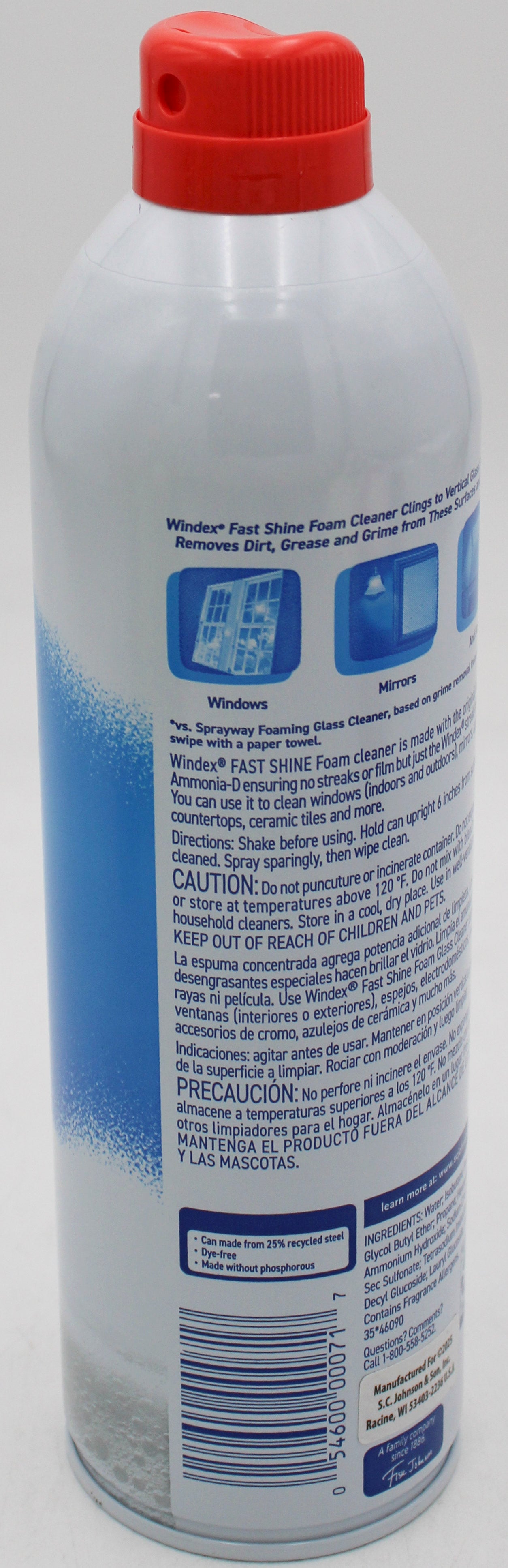 SP WINDEX FAST SHINE FOAM AEROSOL 19oz RAINSHOWER SCENT.