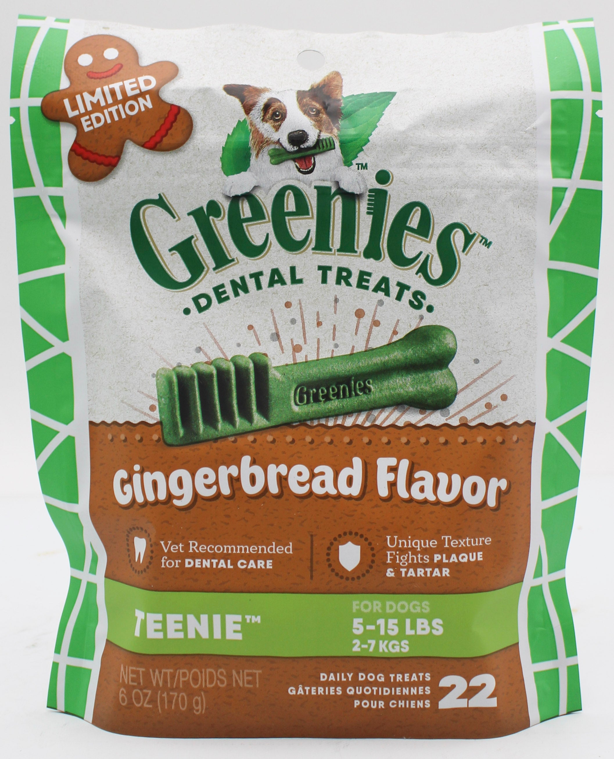 Greenies Gingerbread Teenie Dental Dog Treats 6oz 22pk BB 1/17/2027