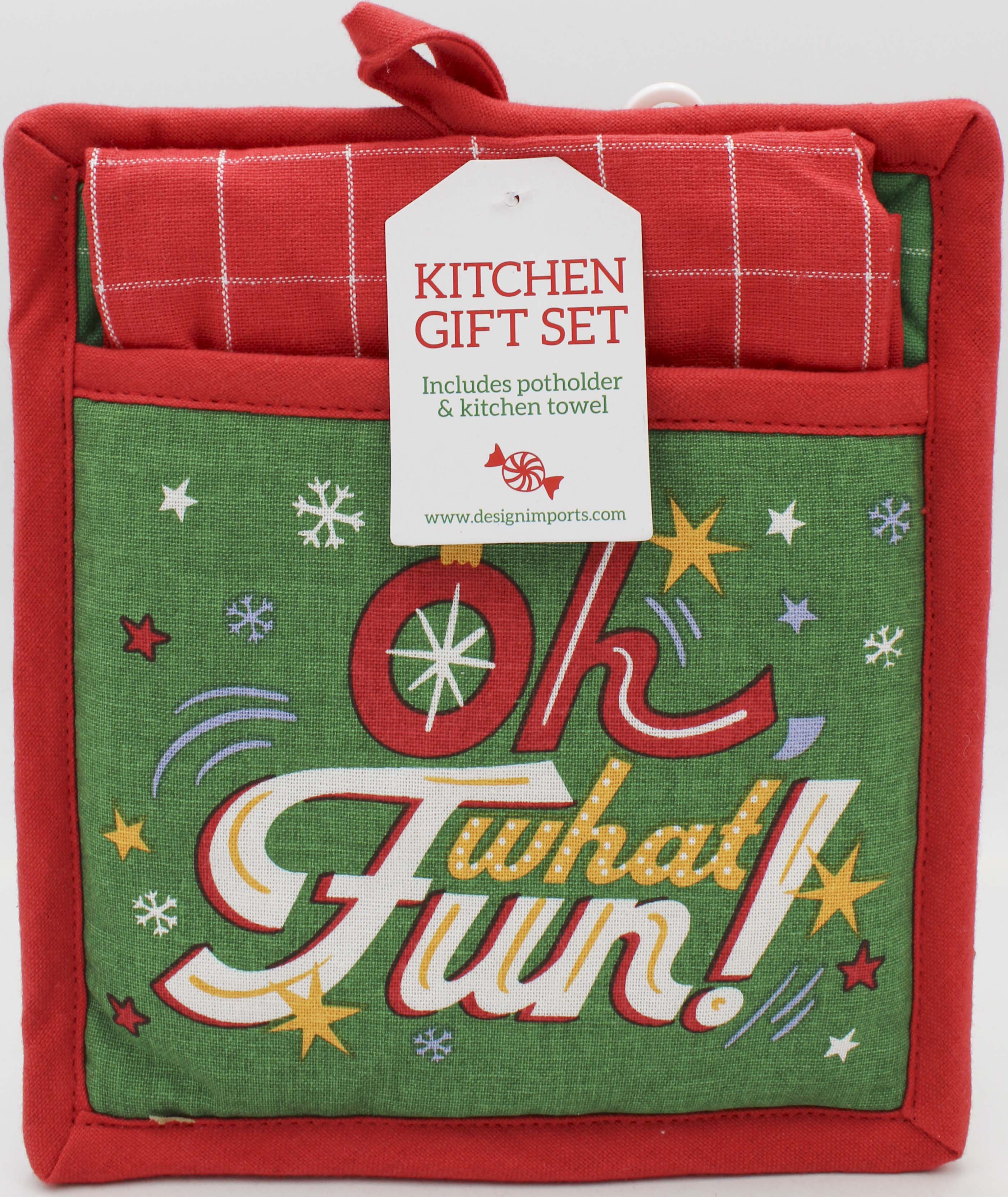 2PC GIFT SET - POTHOLDER AND DISHTOWEL - OH WHAT FUN