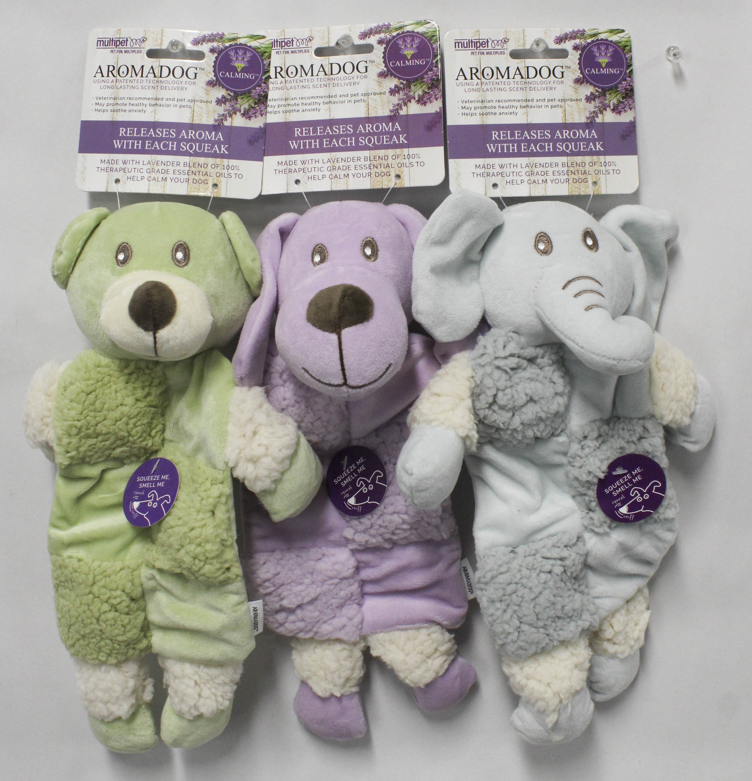 MULTIPET AROMADOG CALM FLEECE DOG TOY W/SQUEAKER 12"