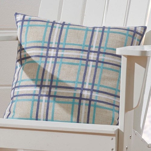 BLUES PLAID 18" PILLOW COVER