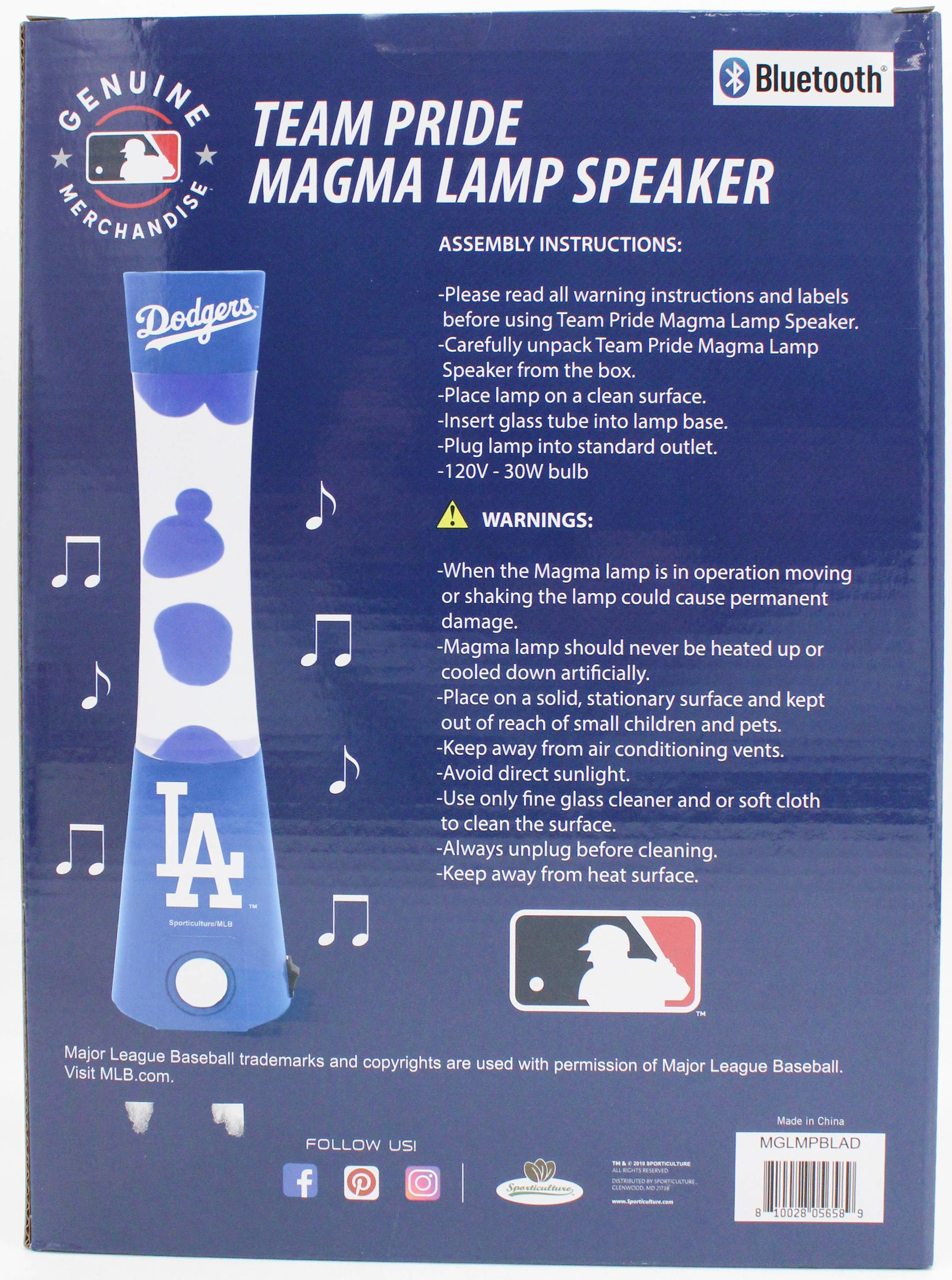 LOS ANGELES DODGERS LAVA LAMP SPEAKER 16.5"