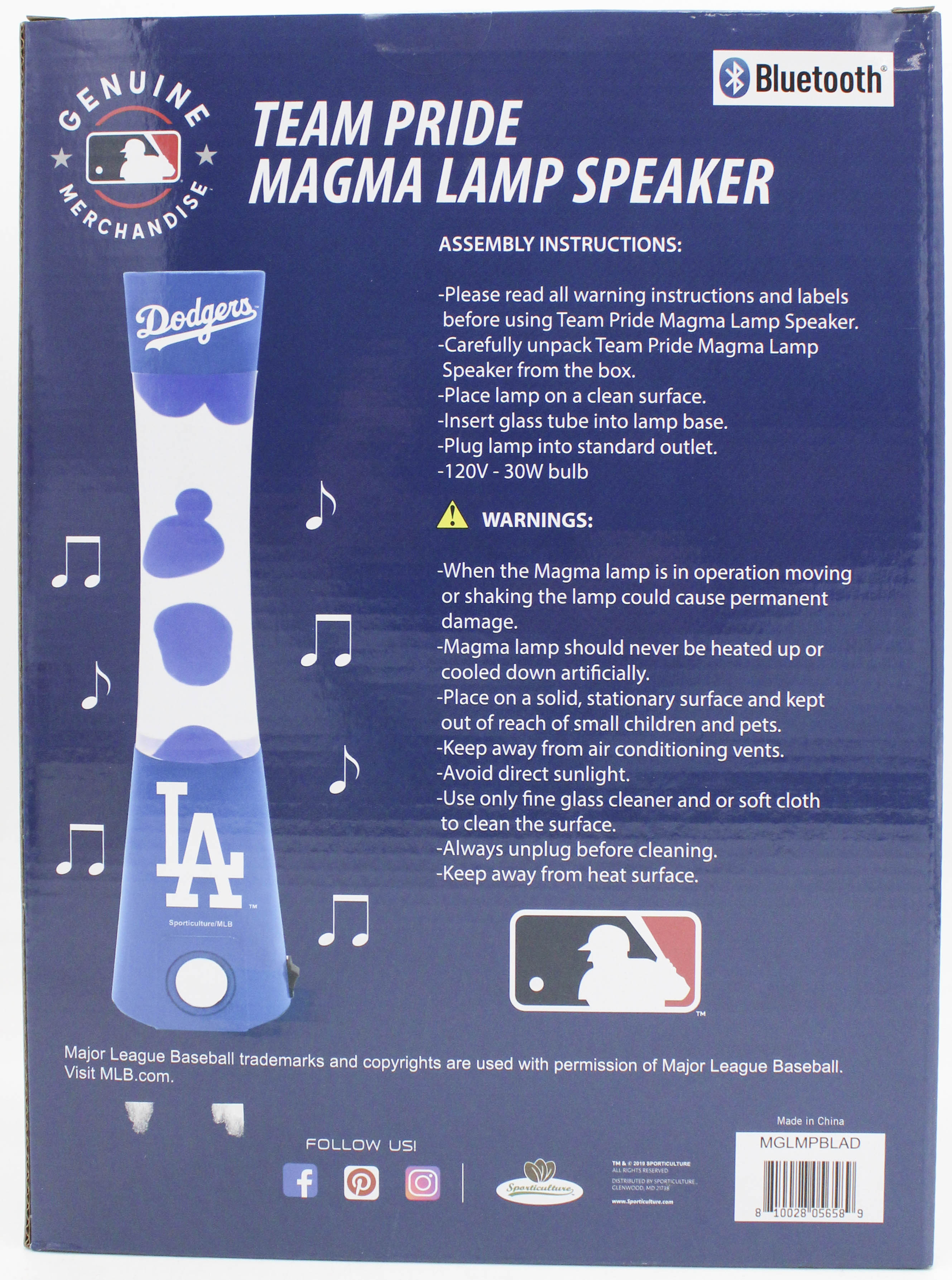 MLB LOS ANGELES DODGERS LAVA LAMP SPEAKER 16.5"