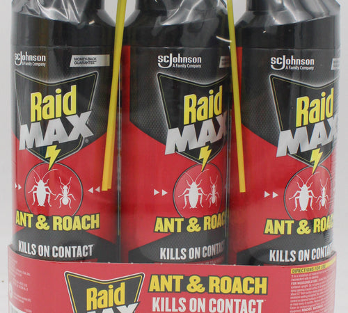 RAID MAX ANT & ROACH KILLER 3ct 14.5oz PALLET US
