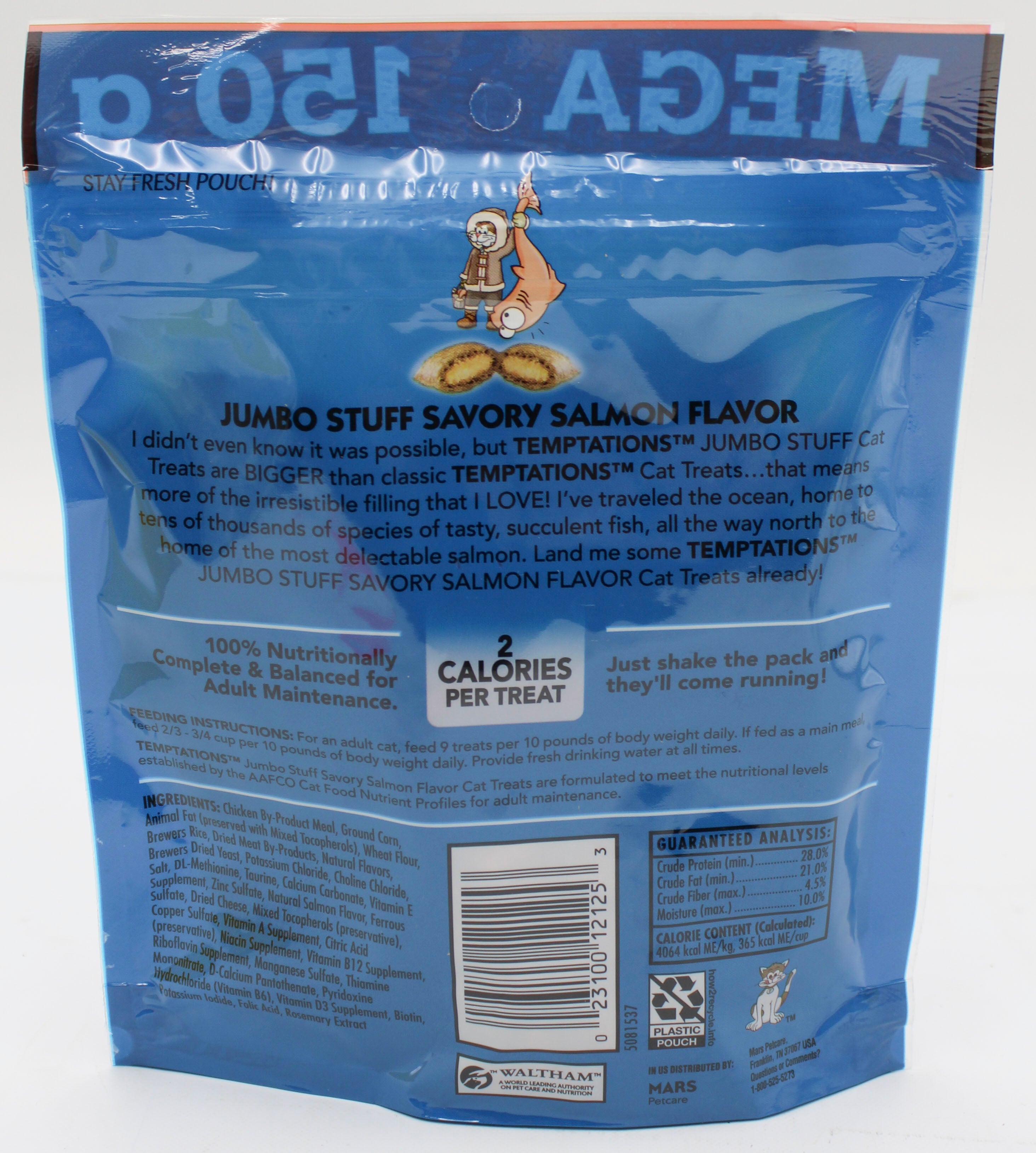 TEMPTATIONS JUMBO STUFF SAVORY SALMON FLAVOR CAT TREATS 5.3OZ BB 3/31/2027