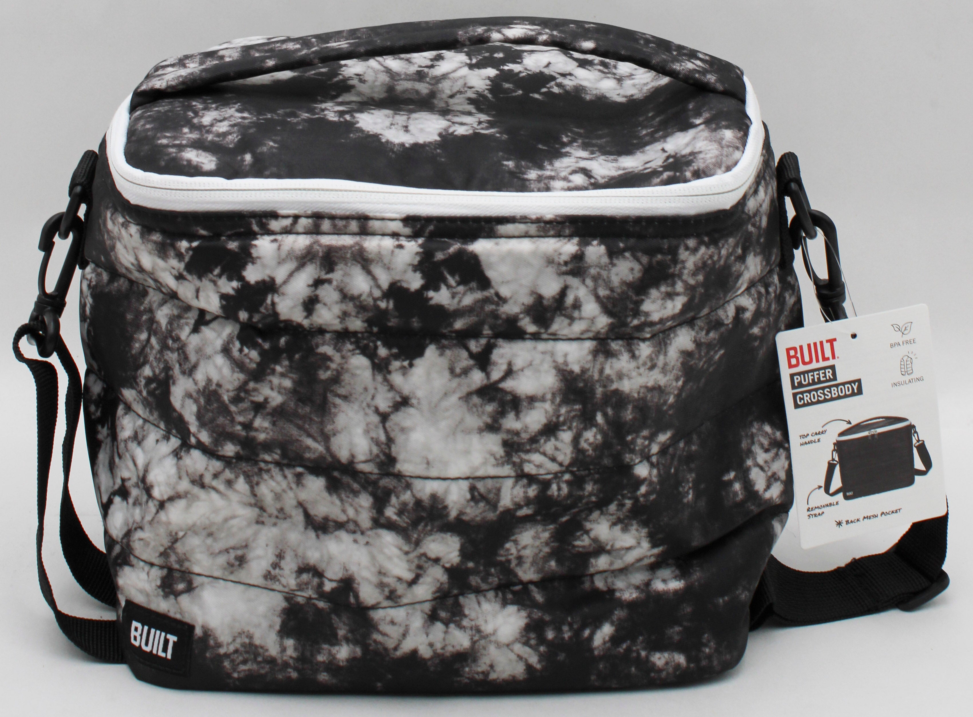 CROSSBODY LUNCH BAG - TYE DYE BLACK AND WHITE NI