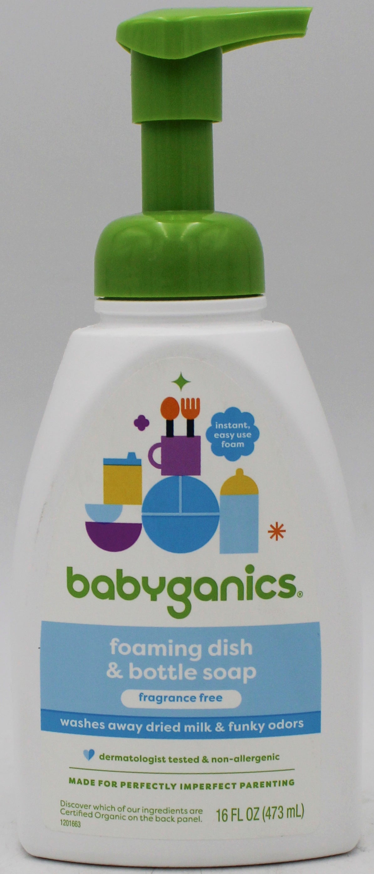 SP BABYGANICS FOAMING DISH + BOTTLE SOAP FRAGRANCE FREE 16oz