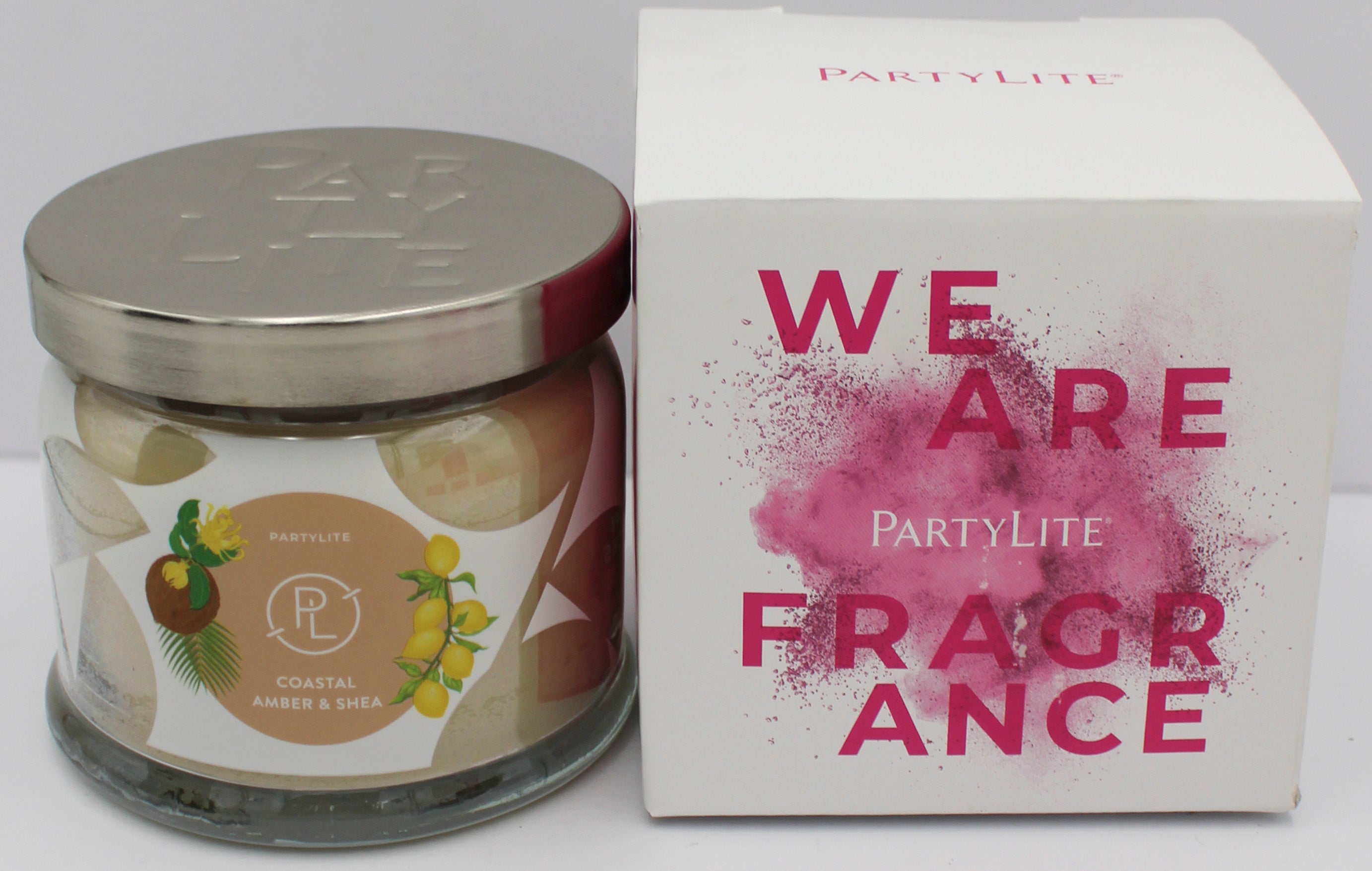 PARTYLITE COASTAL AMBER & SHEA 3-WICK JAR CANDLE 13.2oz