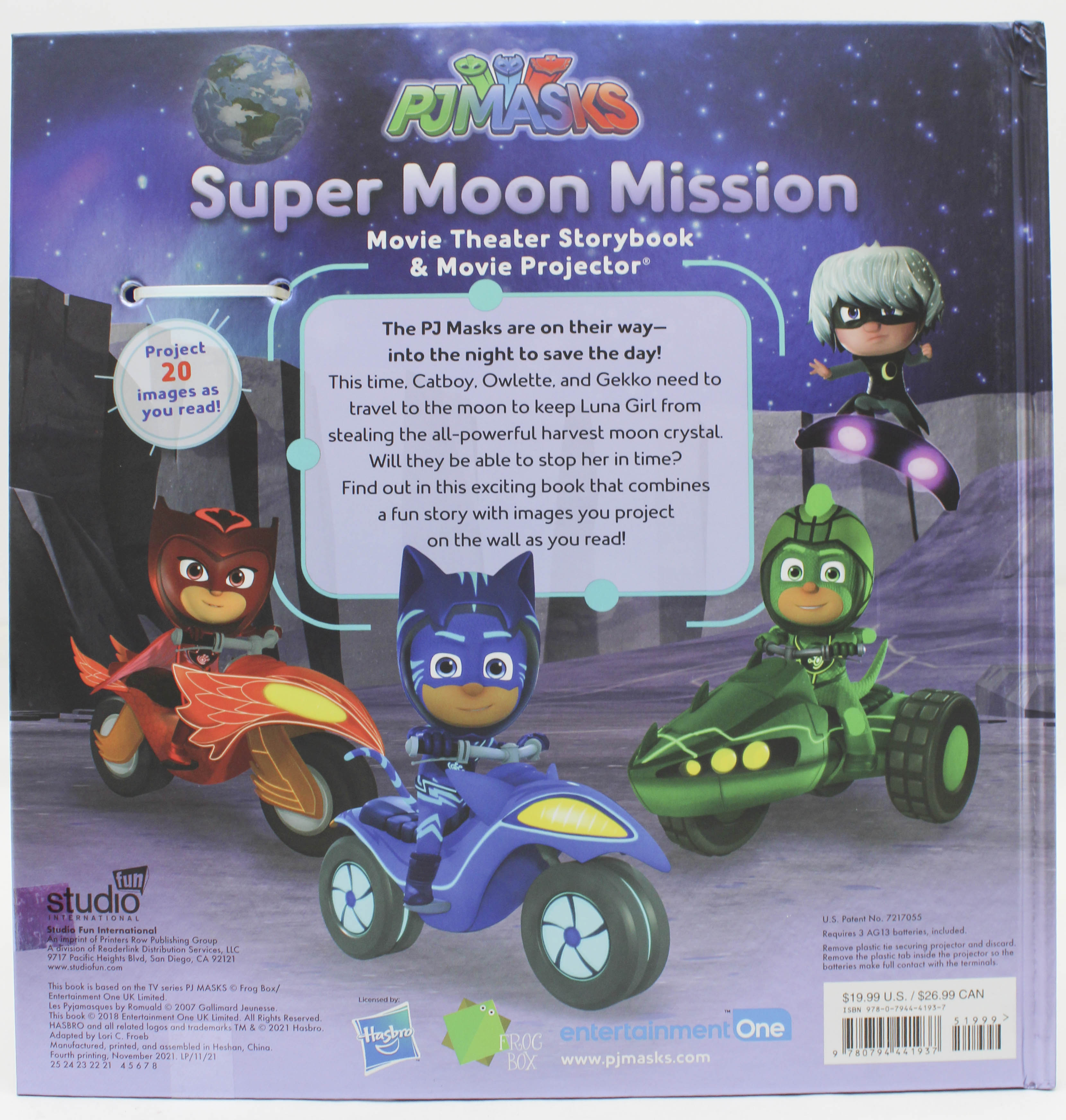 PJ MASKS HARDCOVER STORYBOOK AND PROJECTOR PAJAMA PARTY 32pg